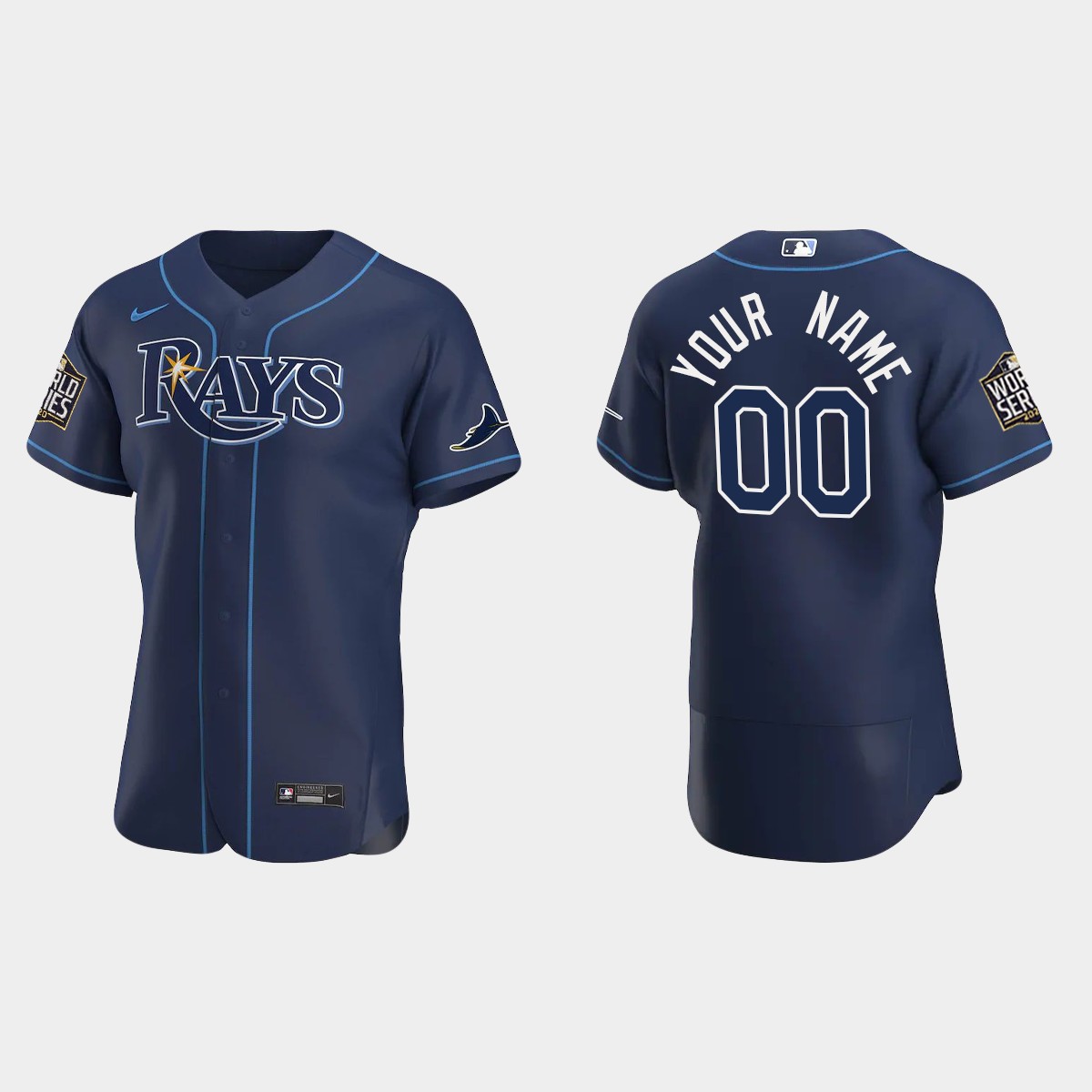 Tampa Bay Rays #00 Custom World Series Alternate Jersey - Navy
