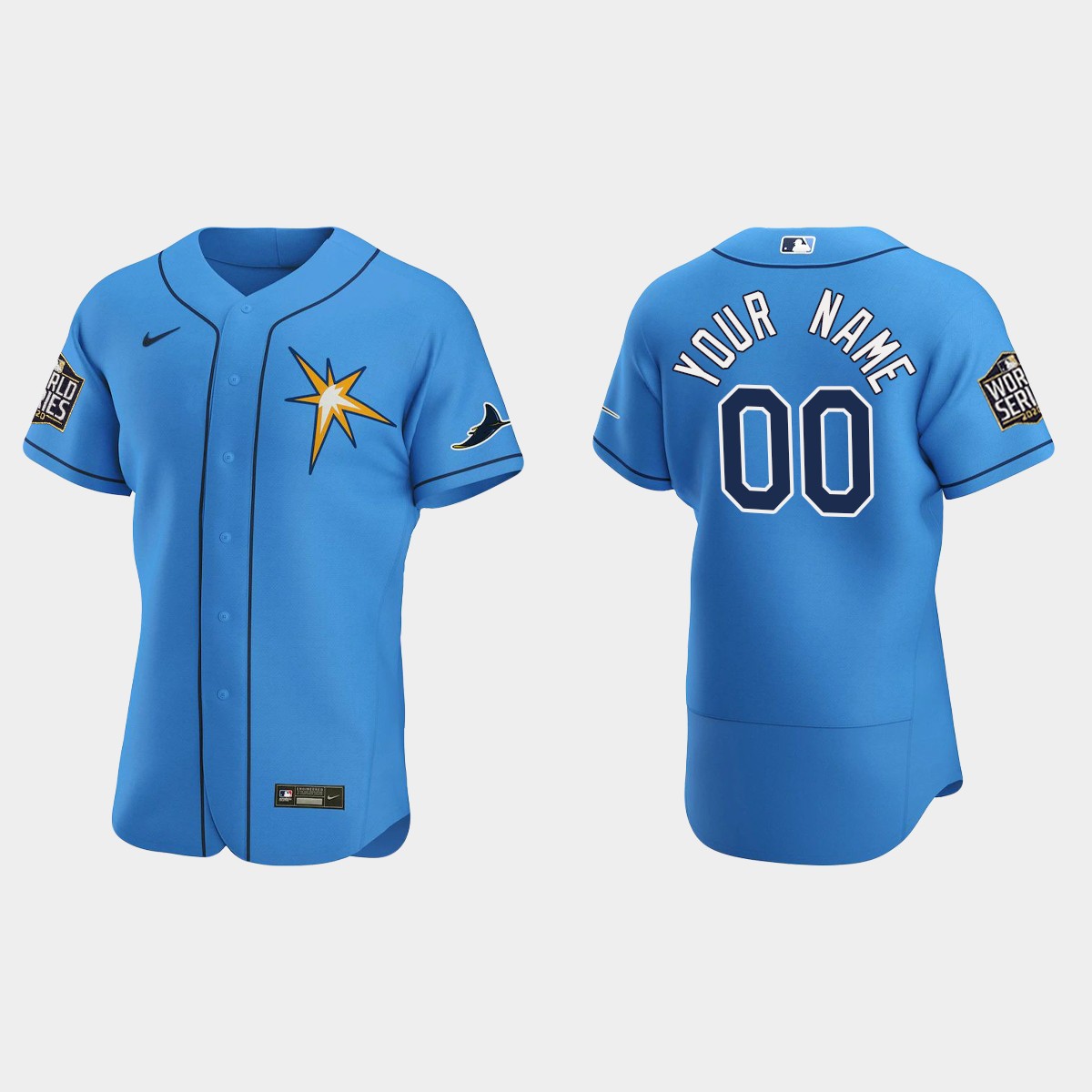 Tampa Bay Rays #00 Custom World Series Alternate Team Jersey - Light Blue