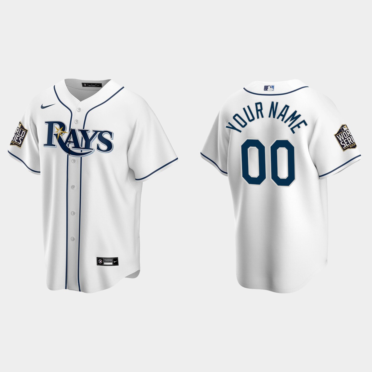Tampa Bay Rays #00 Custom World Series Home Jersey - White