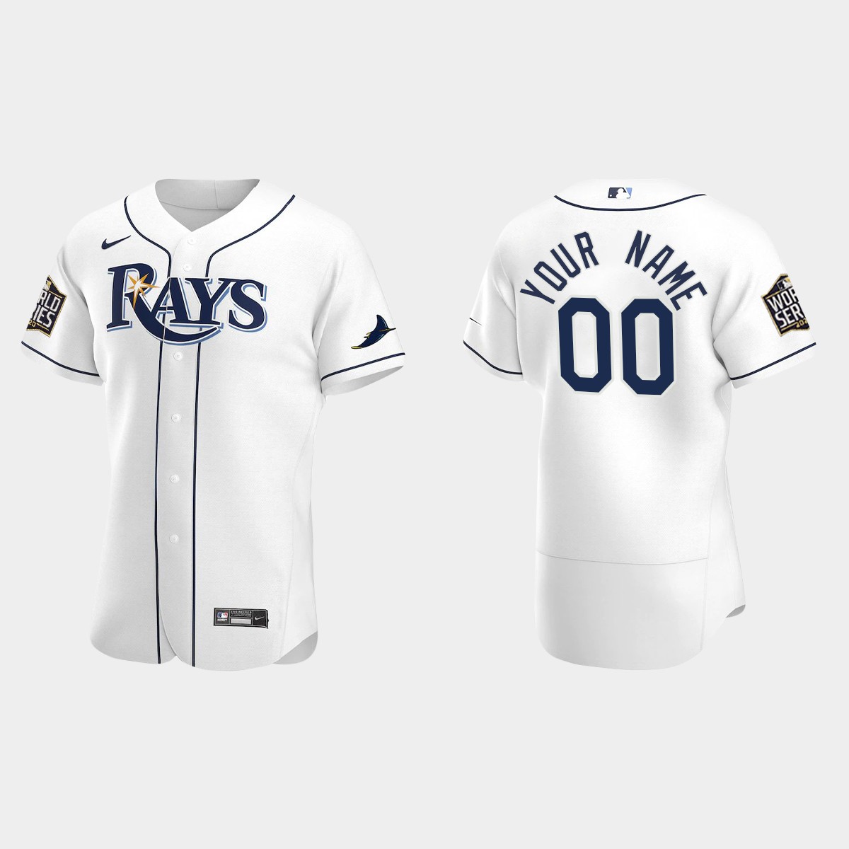 Tampa Bay Rays #00 Custom World Series Home Jersey - White