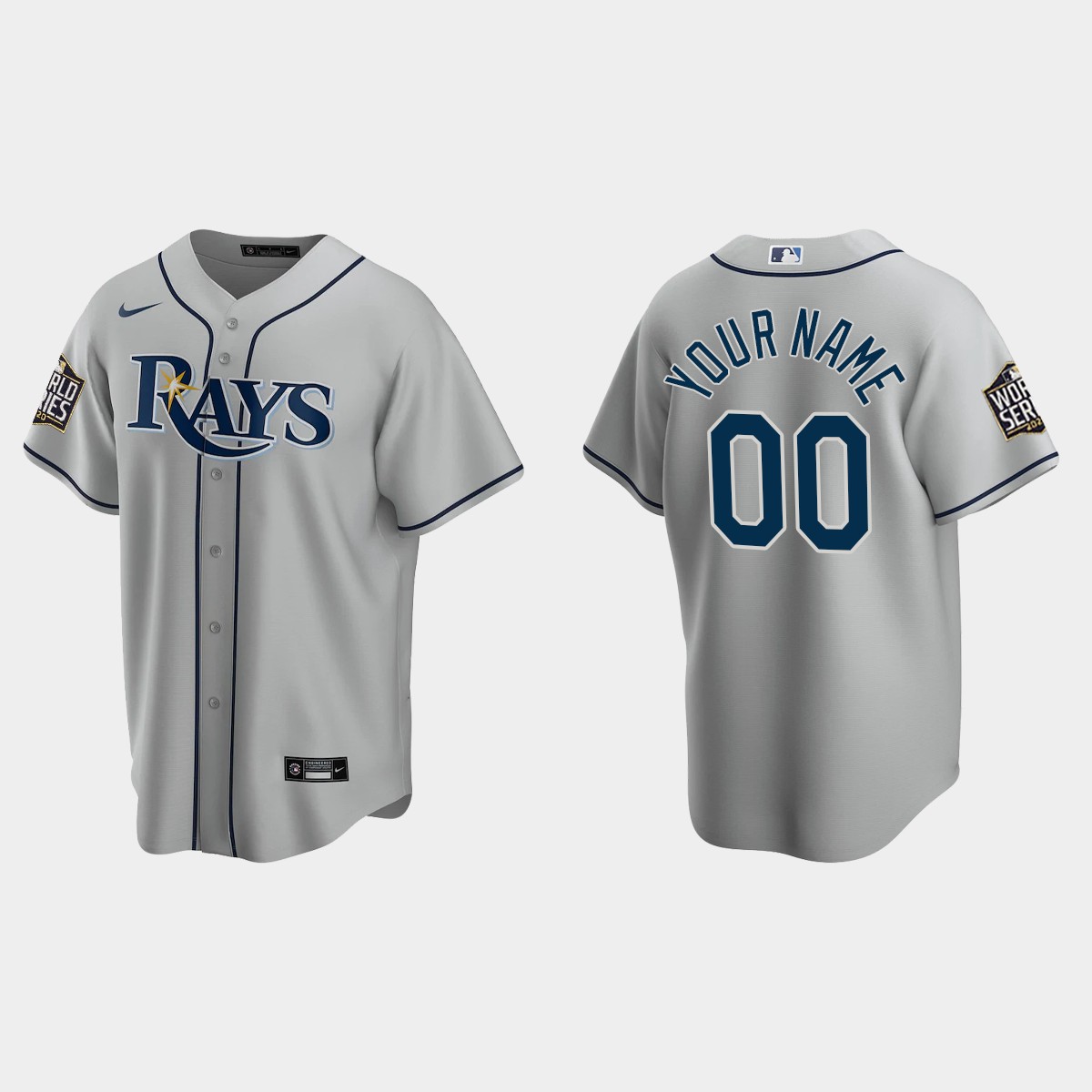 Tampa Bay Rays #00 Custom World Series Road Jersey - Gray