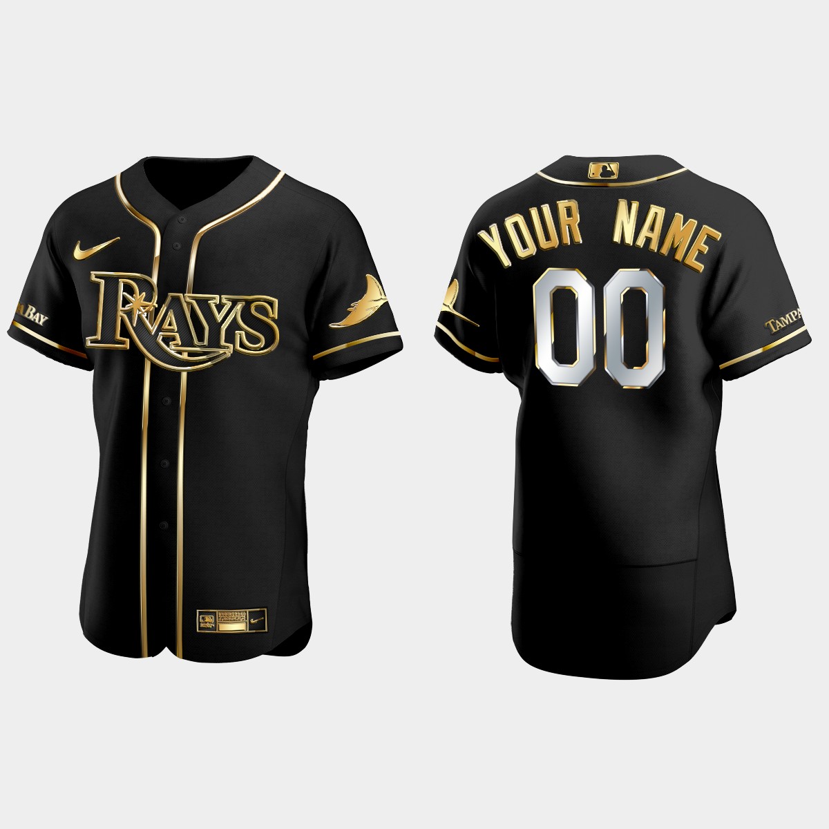 Tampa Bay Rays #00 Custom Gold Edition Jersey - Black