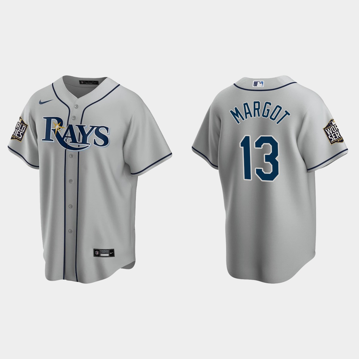 Tampa Bay Rays #13 Manuel Margot World Series Road Jersey - Gray