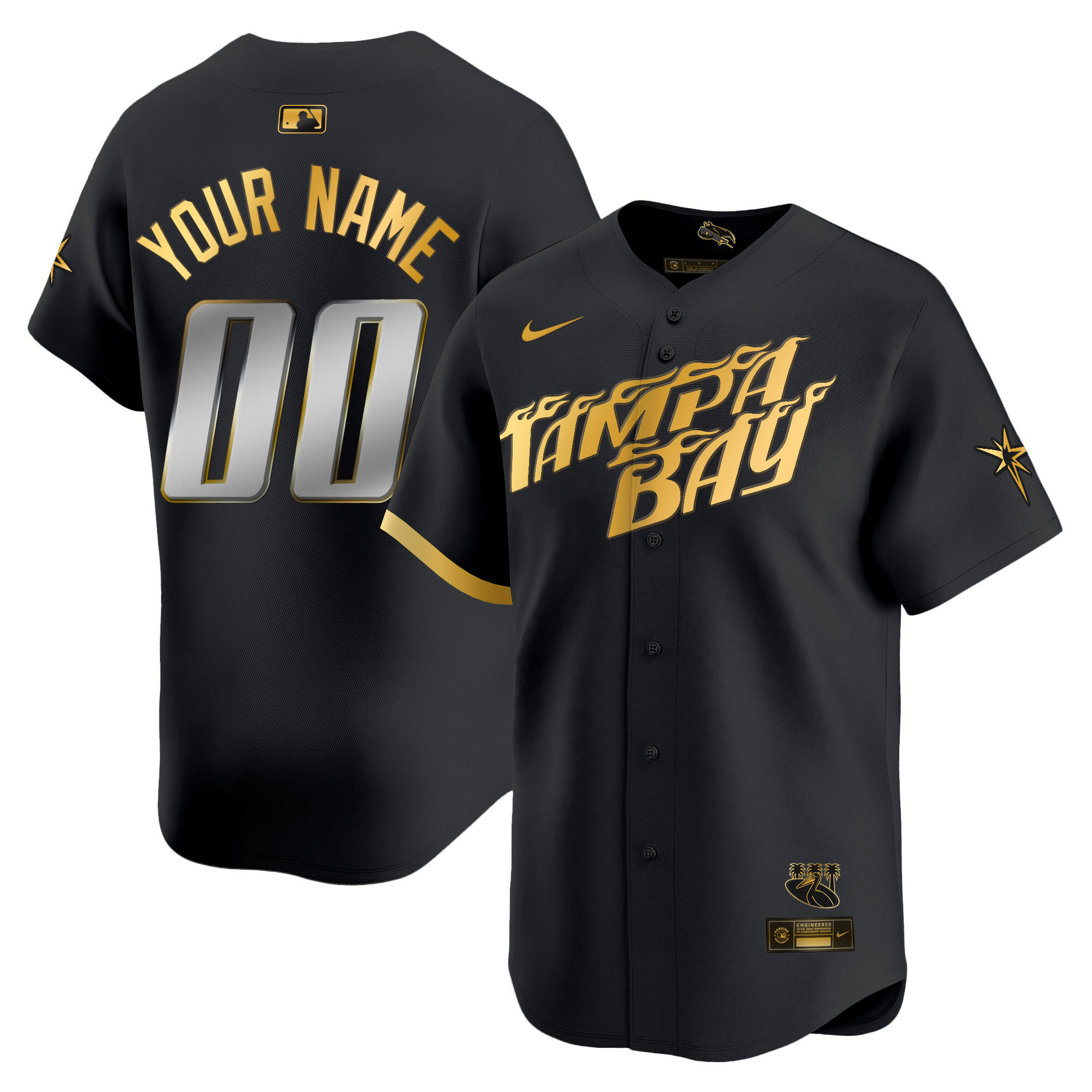 Tampa Bay Rays City Connect Vapor Premier Limited Custom - Charcoal Black Gold Jersey