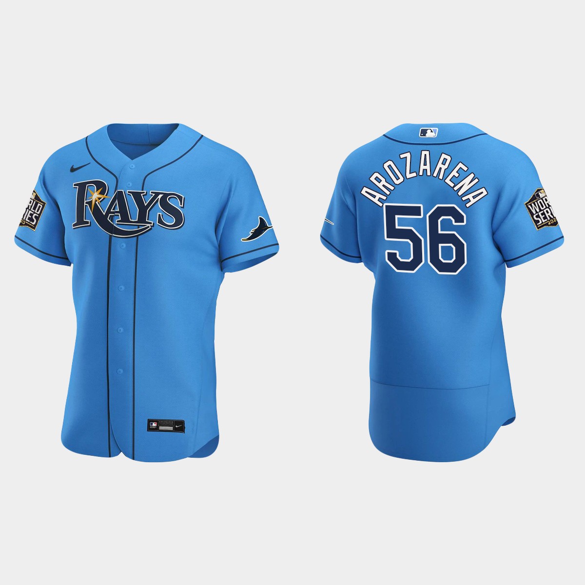 Tampa Bay Rays #56 Randy Arozarena World Series Alternate Jersey - Light Blue