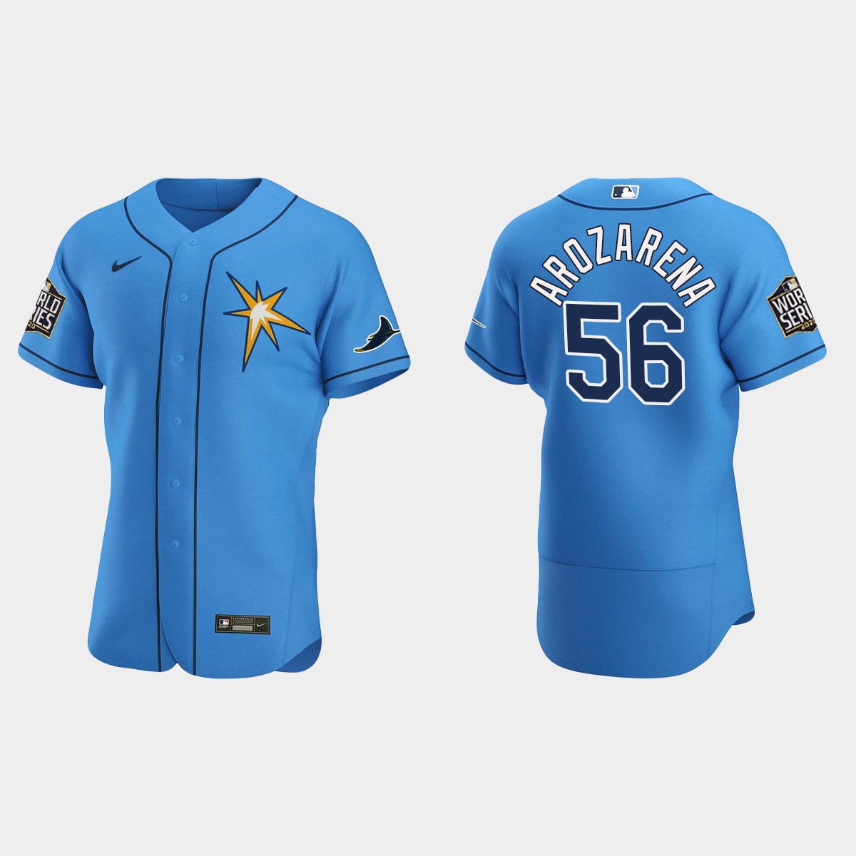 Tampa Bay Rays #56 Randy Arozarena World Series Alternate Team Jersey - Light Blue