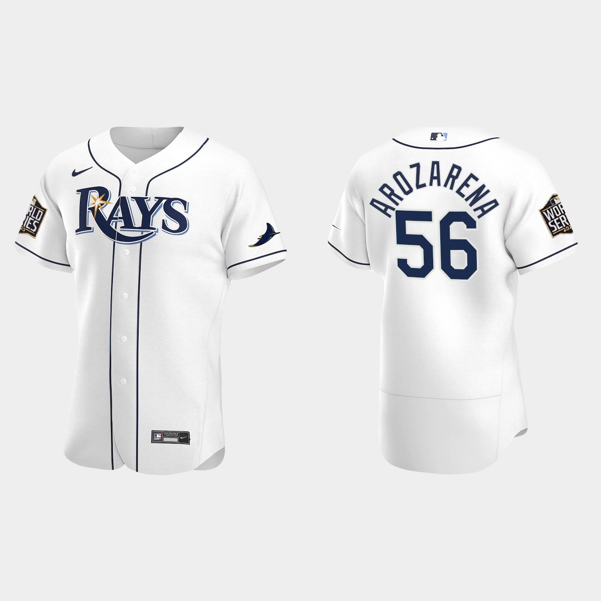 Tampa Bay Rays #56 Randy Arozarena World Series Home Jersey - White