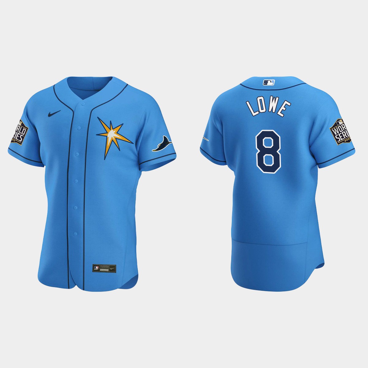 Tampa Bay Rays #8 Brandon Lowe World Series Alternate Team Jersey - Light Blue