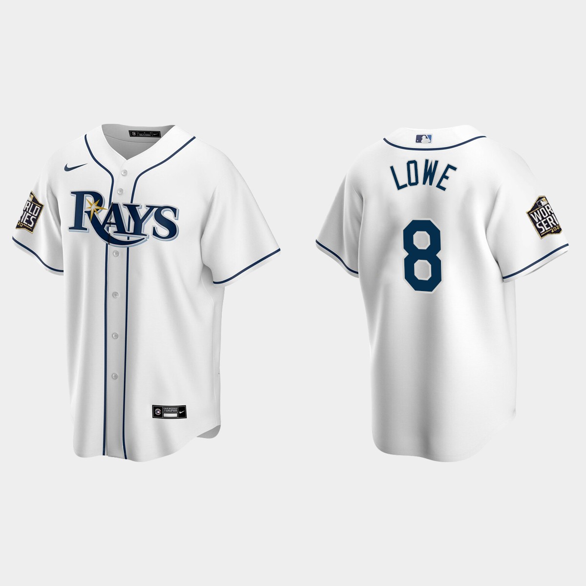 Tampa Bay Rays #8 Brandon Lowe World Series Home Jersey - White