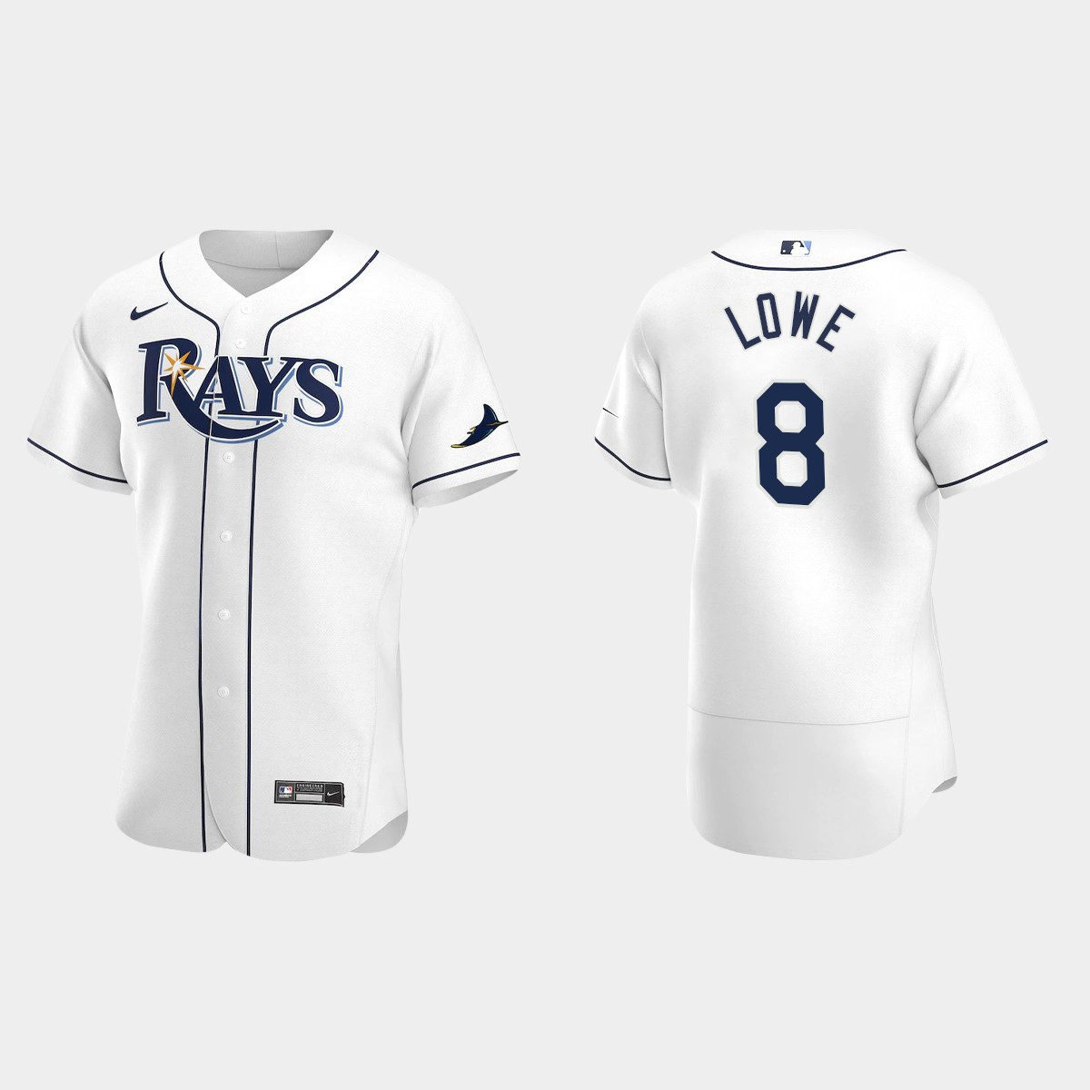 Tampa Bay Rays Brandon Lowe #8 White Home Jersey