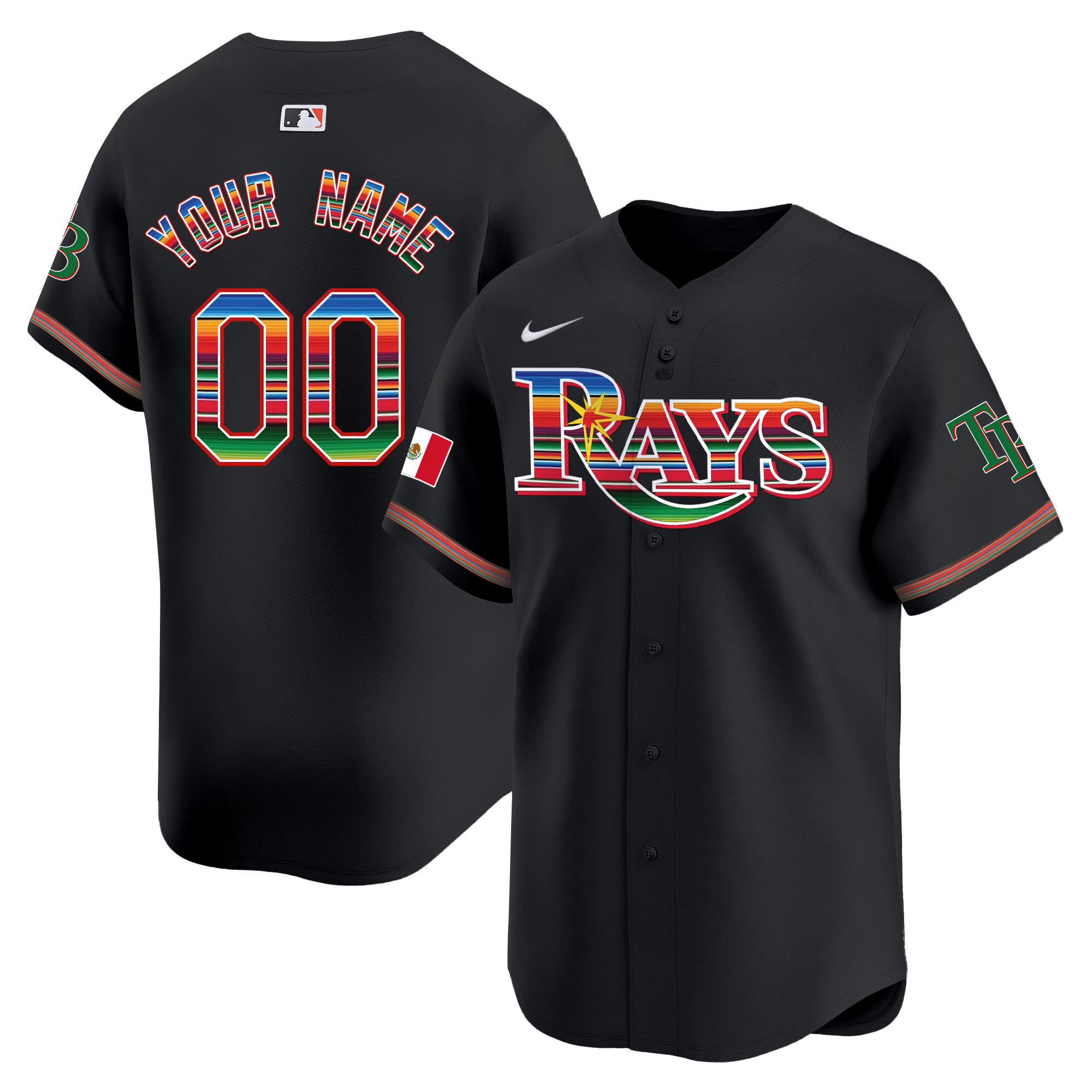 Tampa Bay Rays Mexico Vapor Premier Limited Custom Black Jersey