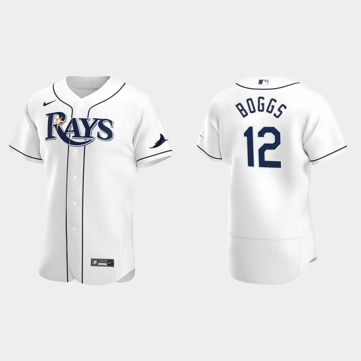 Tampa Bay Rays Wade Boggs #12 White Home Jersey
