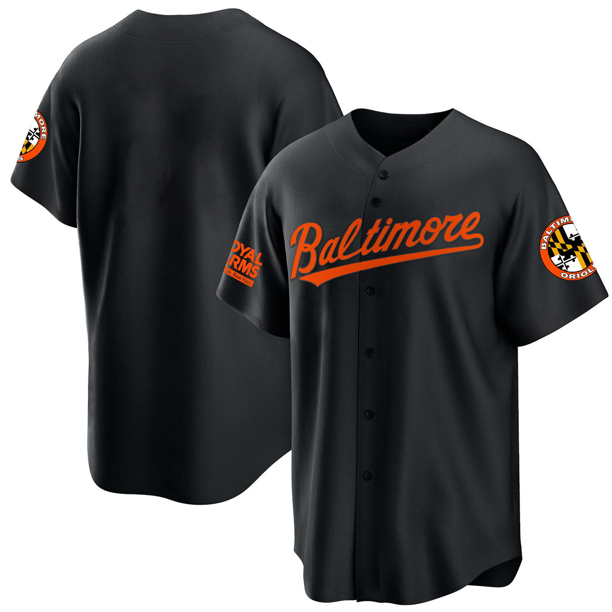 Team Men’s Baltimore Orioles Gold Cool Black Jersey - All Stitched