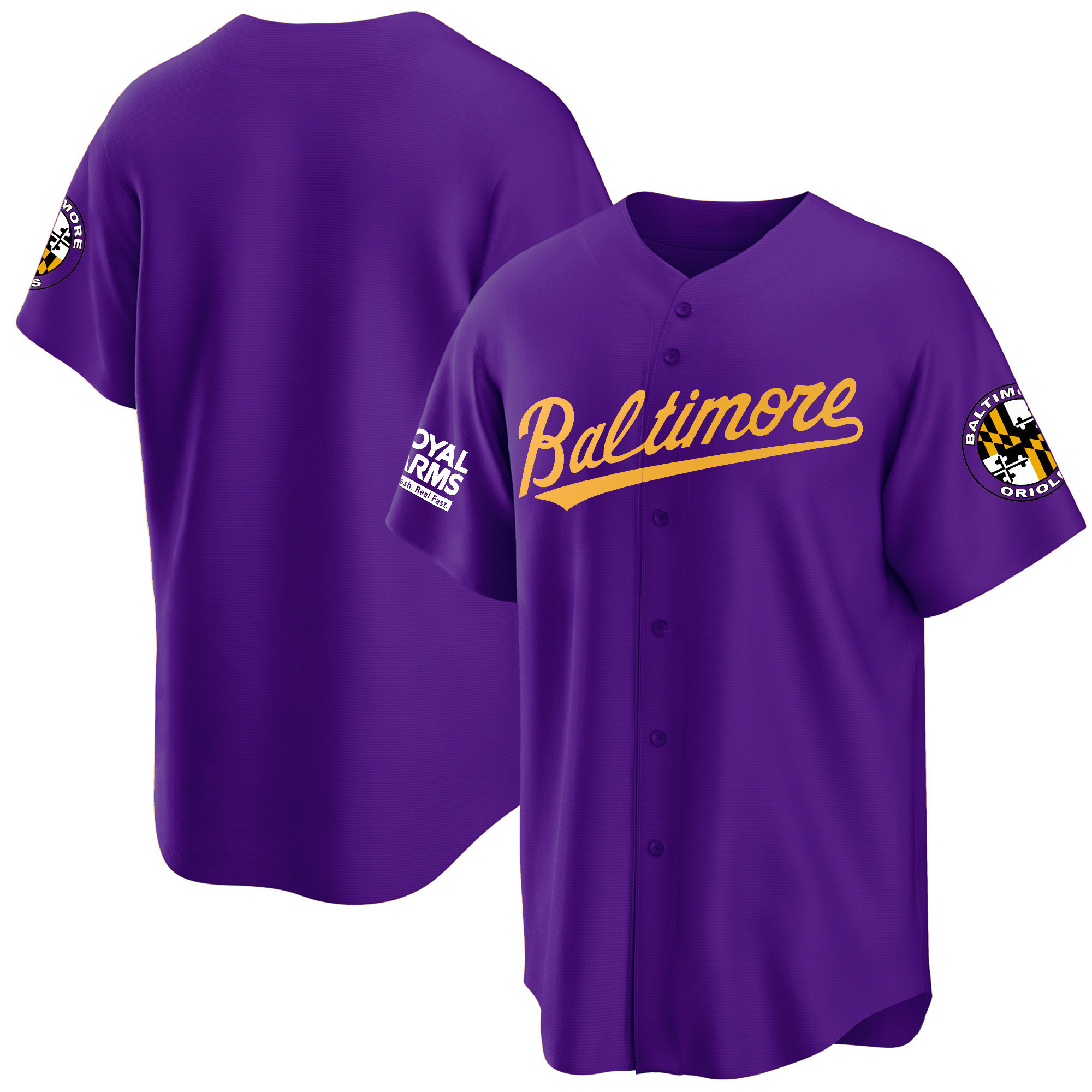Team Men’s Baltimore Orioles Gold Cool Purple Gold Jersey - All Stitched