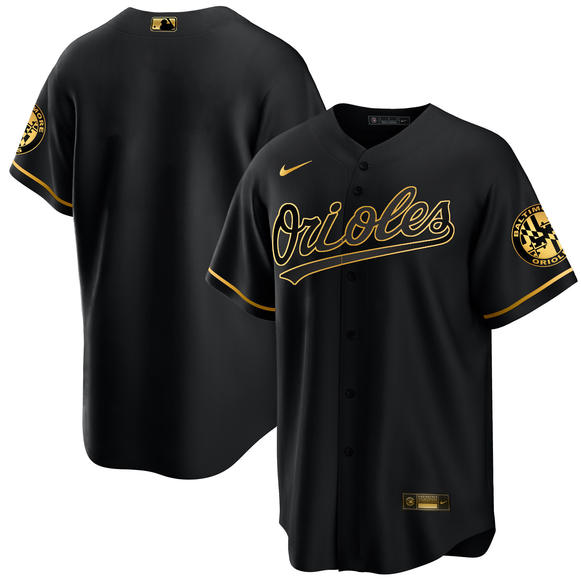 Team Men’s Baltimore Orioles Special Gold Cool Black Gold Jersey - All Stitched