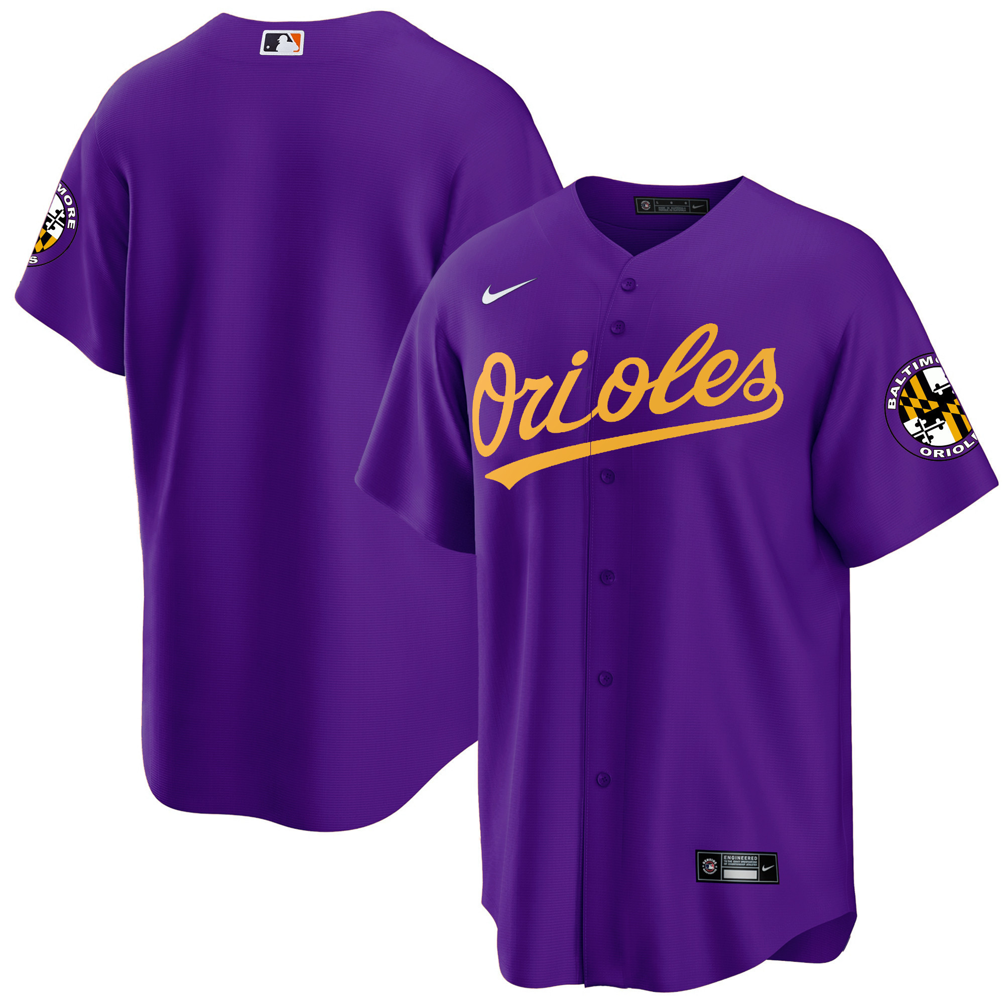 Team Men’s Baltimore Orioles Special Gold Cool Purple Gold Jersey - All Stitched