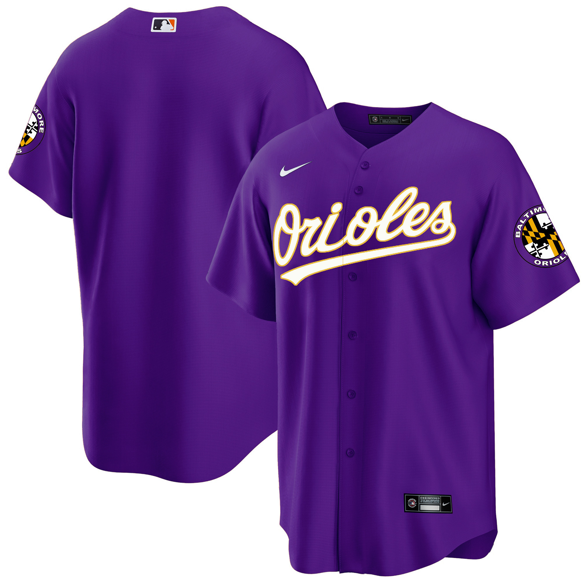 Team Men’s Baltimore Orioles Special Gold Cool Purple Jersey - All Stitched