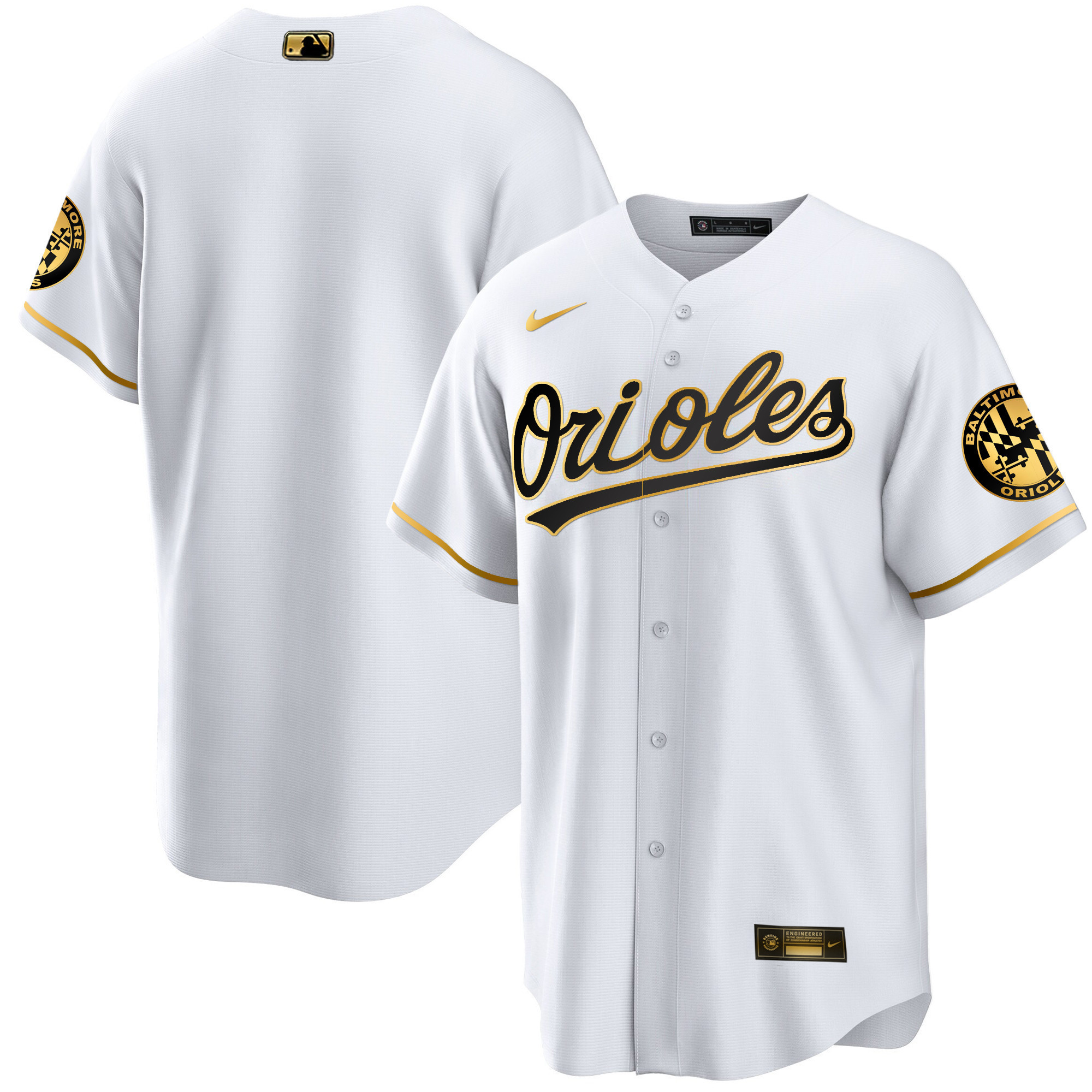 Team Men’s Baltimore Orioles Special Gold Cool White Gold Jersey - All Stitched