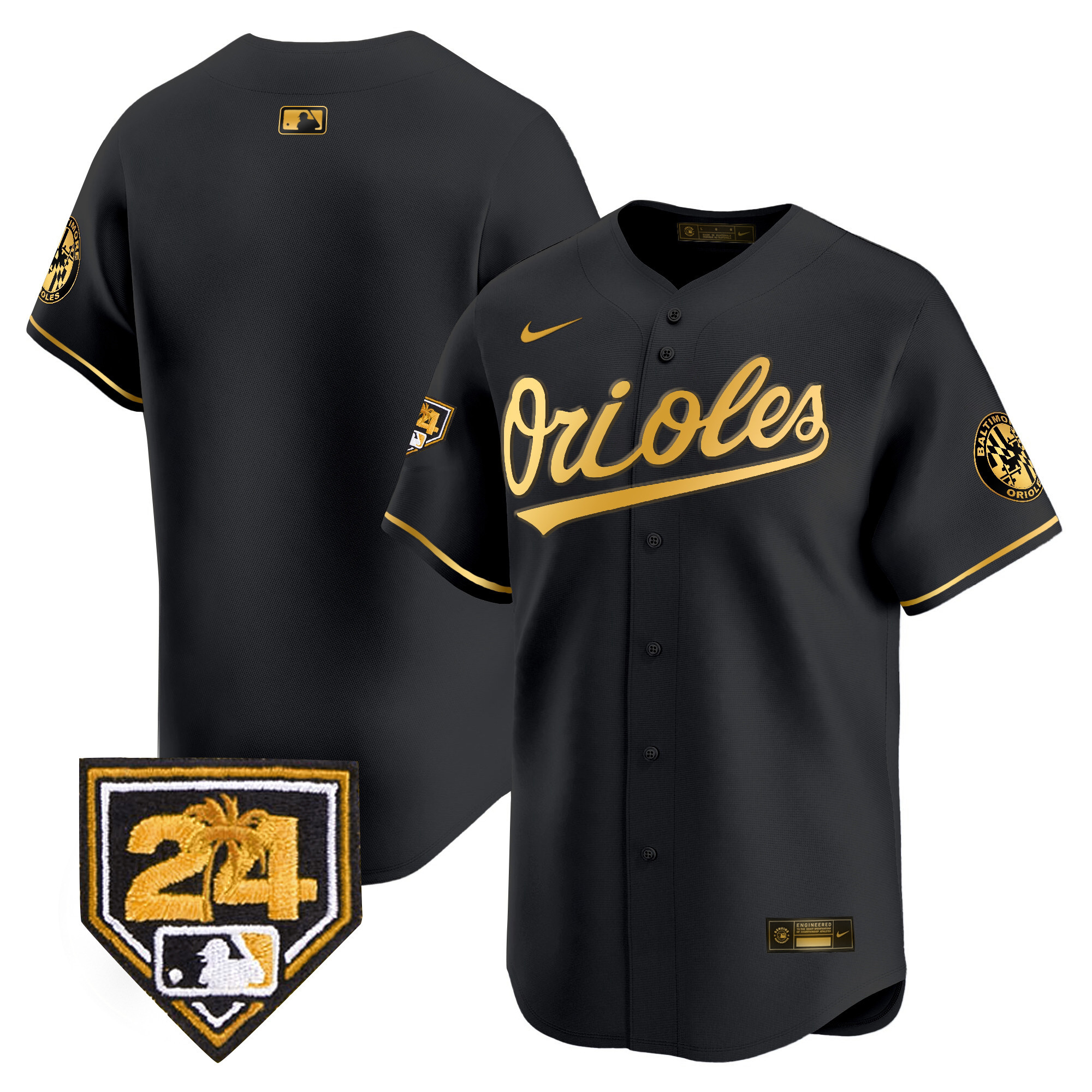 Team Men's Baltimore Orioles Spring Training Patch Vapor Premier Limited Black Limited Jersey - All Stitched