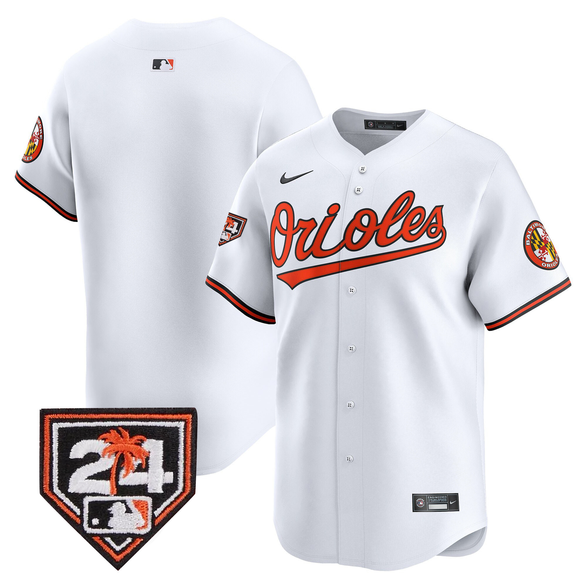 Team Men's Baltimore Orioles Spring Training Patch Vapor Premier Limited White Jersey - All Stitched
