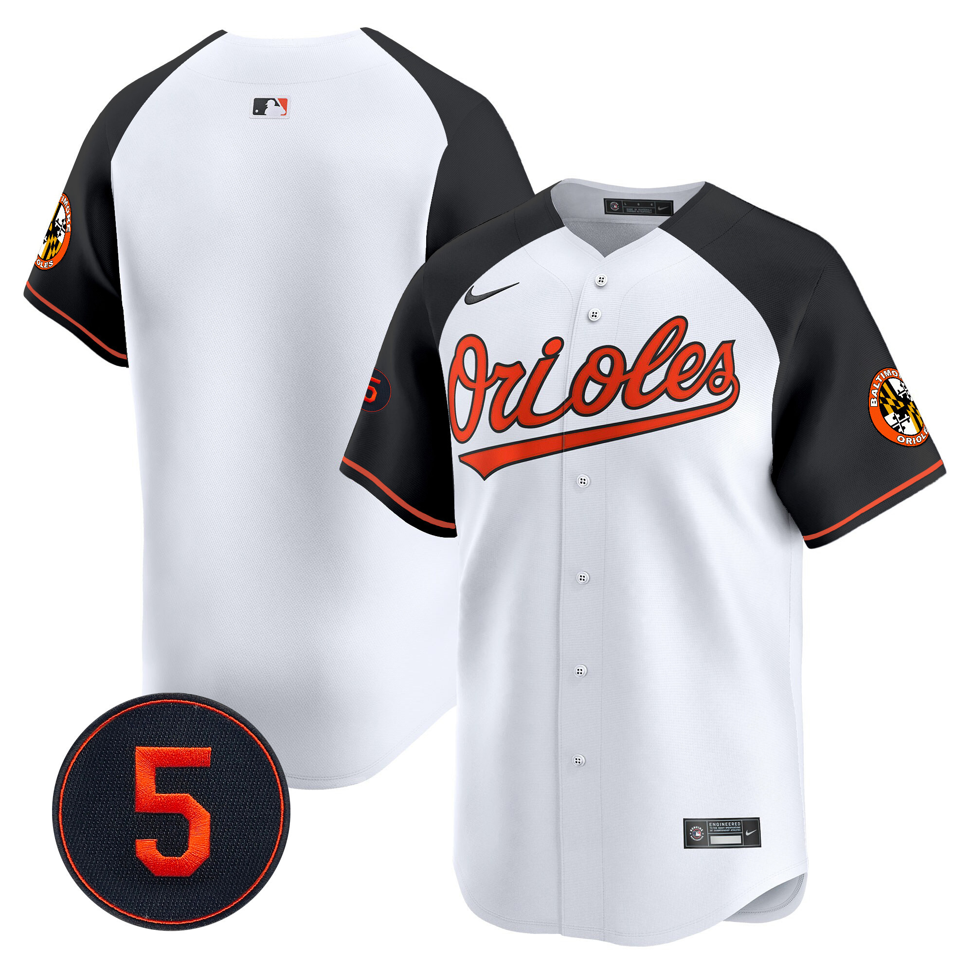 Team Men’s Baltimore Orioles Robinson Patch Vapor Premier Limited V2 White Alternate Jersey - All Stitched