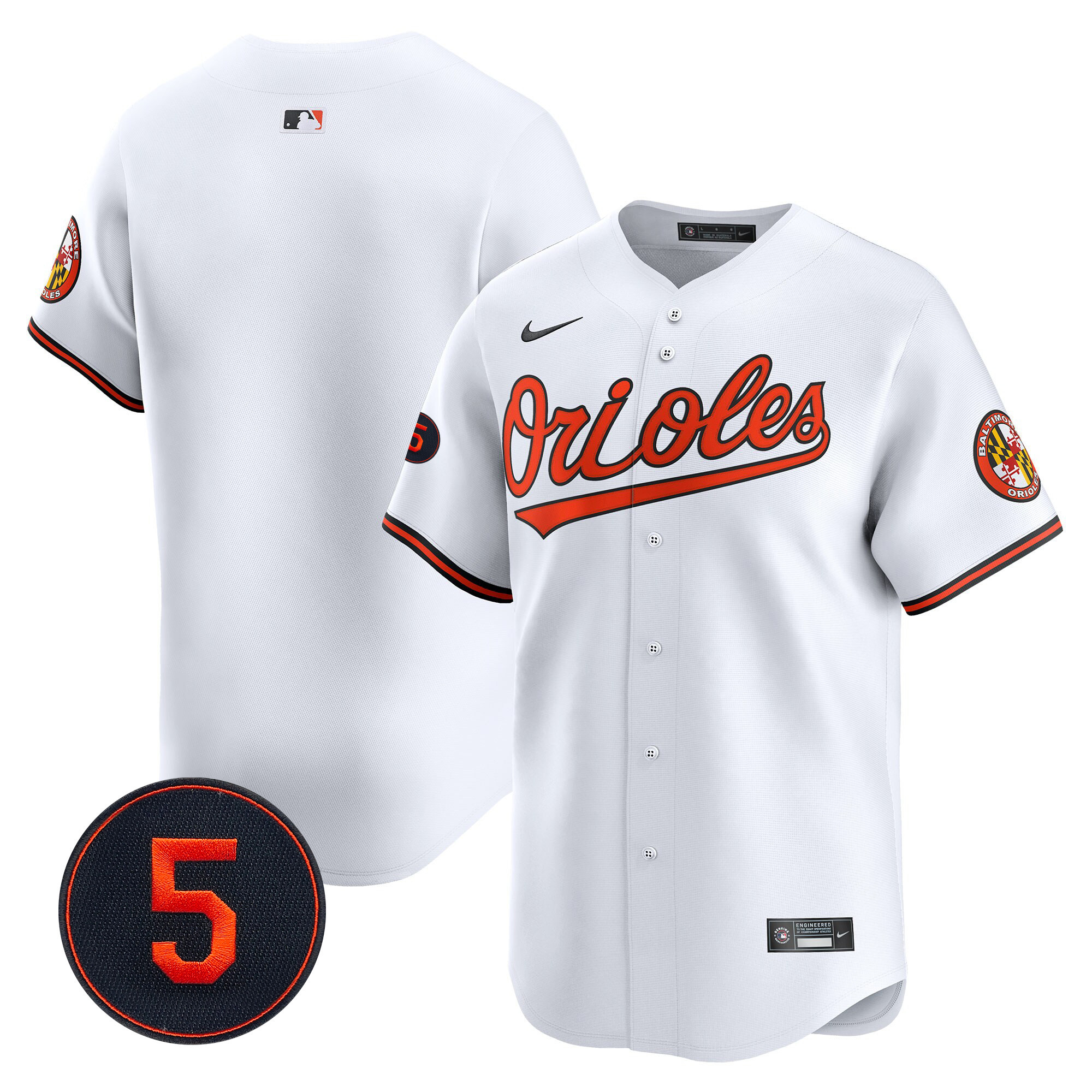Team Men’s Baltimore Orioles Robinson Patch Vapor Premier Limited White Jersey - All Stitched