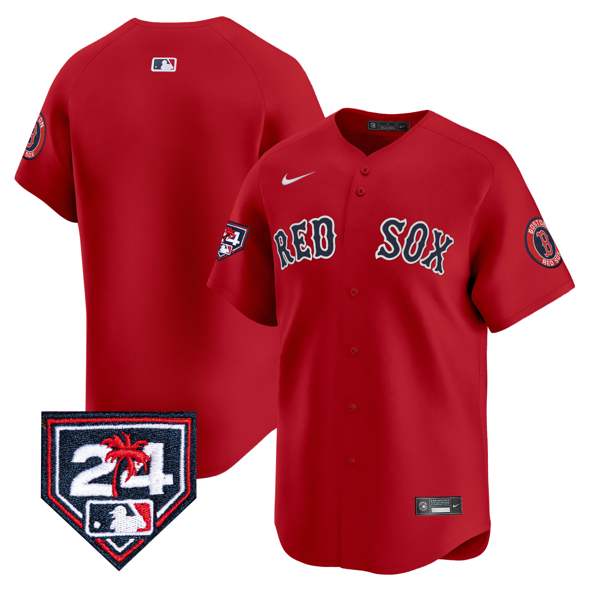 Team Men's Boston Red Sox Spring Training Patch Vapor Premier Limited Jersey - All Stitched