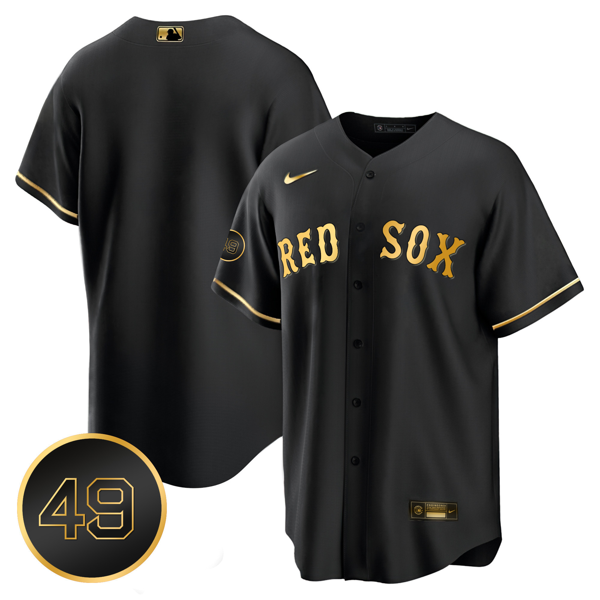 Team Men's Boston Red Sox #49 Tim Wakefield Patch Cool Base Black Limited Jersey - All Stitched