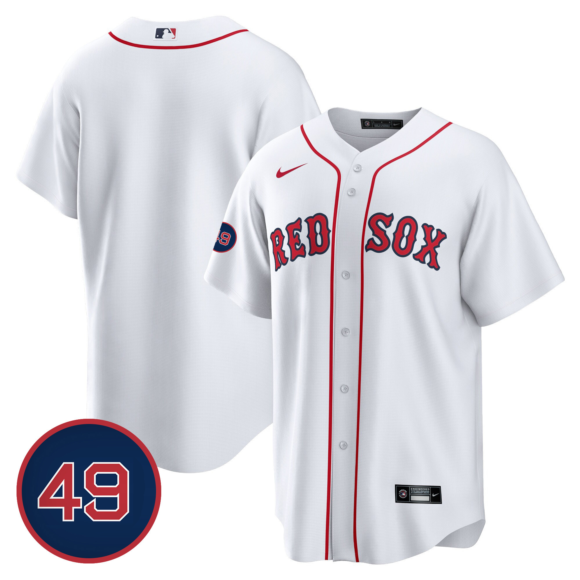 Team Men's Boston Red Sox #49 Tim Wakefield Patch Cool Base White Jersey - All Stitched