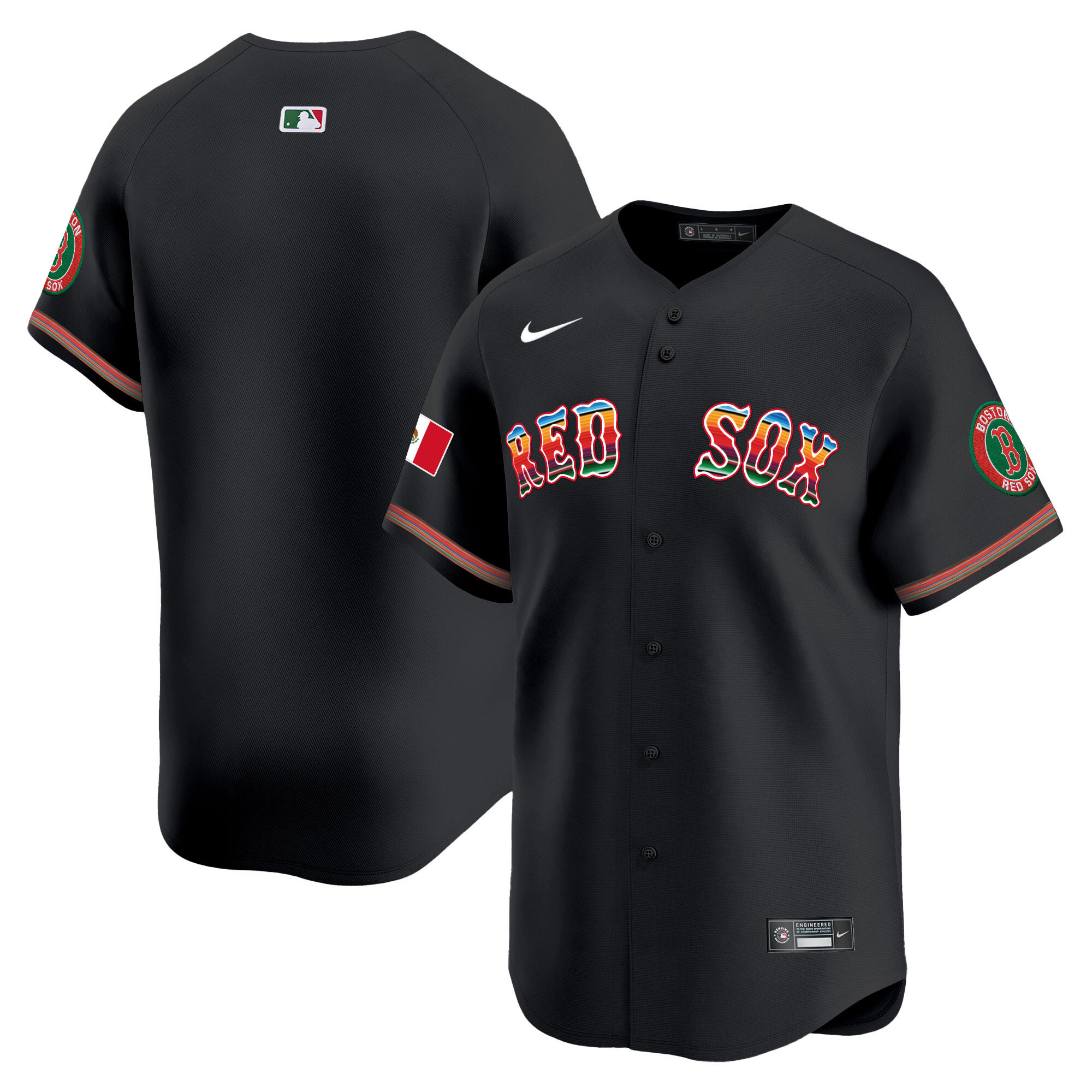 Team Men's Boston Red Sox Mexico Vapor Premier Limited Black Jersey - All Stitched