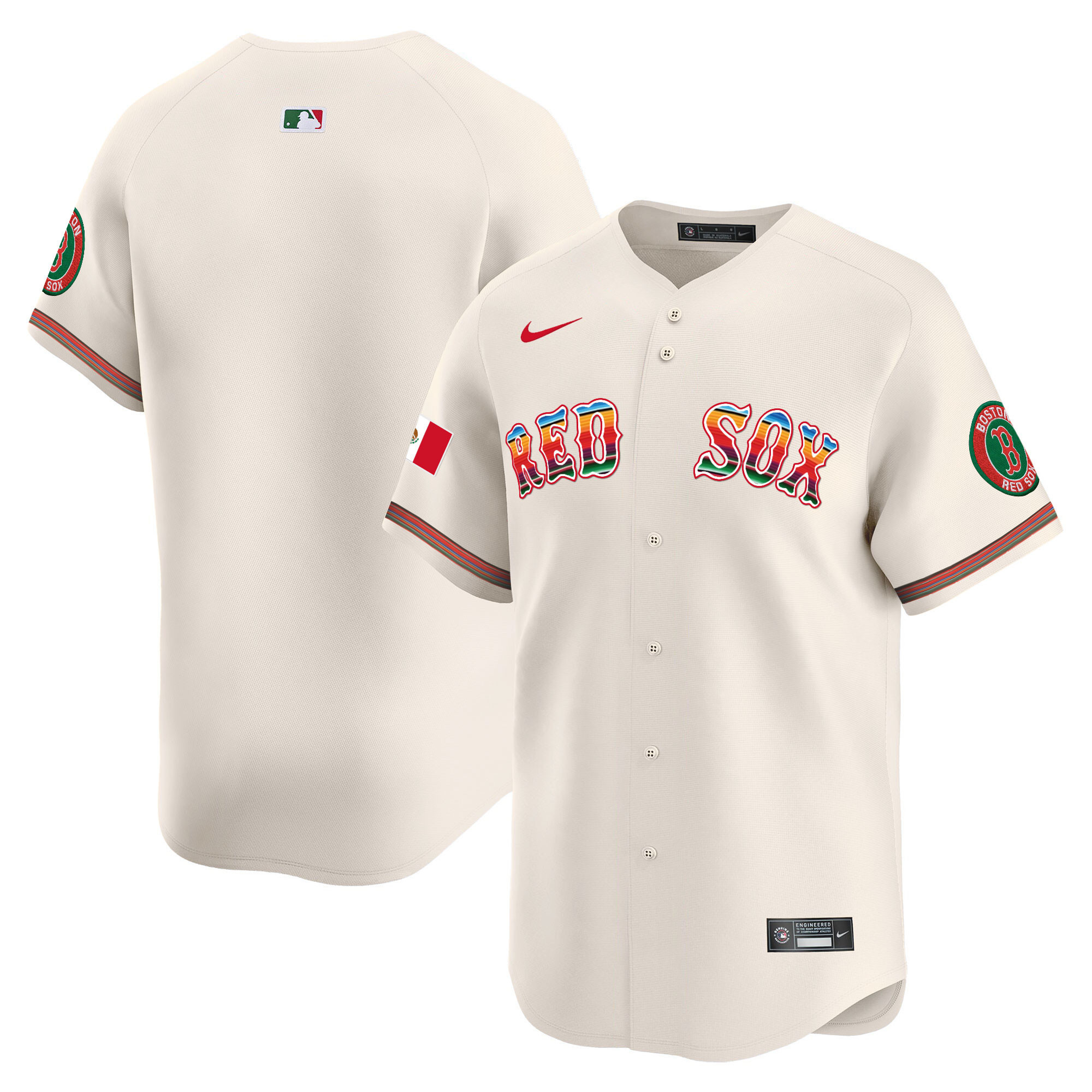 Team Men's Boston Red Sox Mexico Vapor Premier Limited Cream Jersey - All Stitched