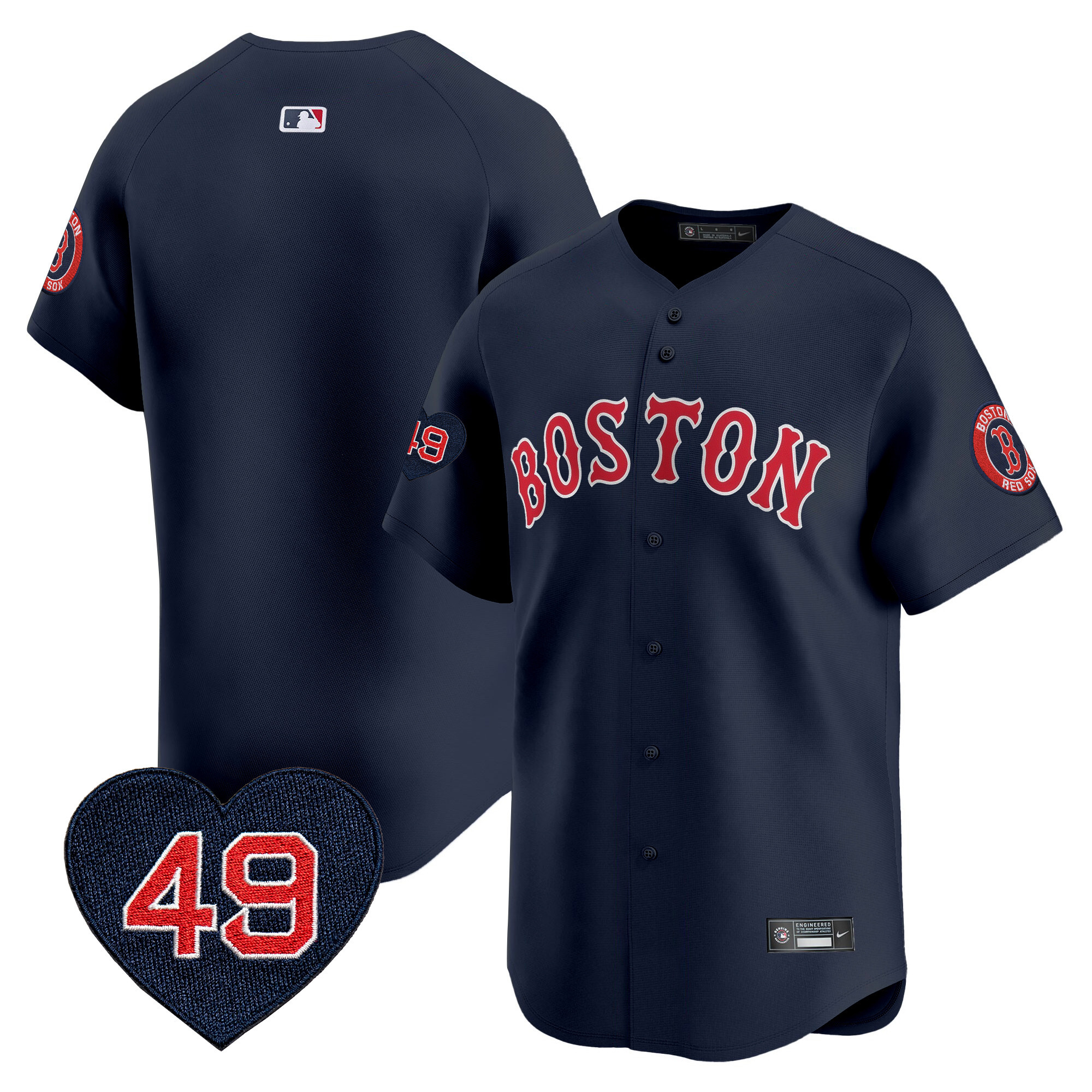 Team Men's Boston Red Sox Tim Wakefield Patch Vapor Premier Limited Navy Jersey - All Stitched