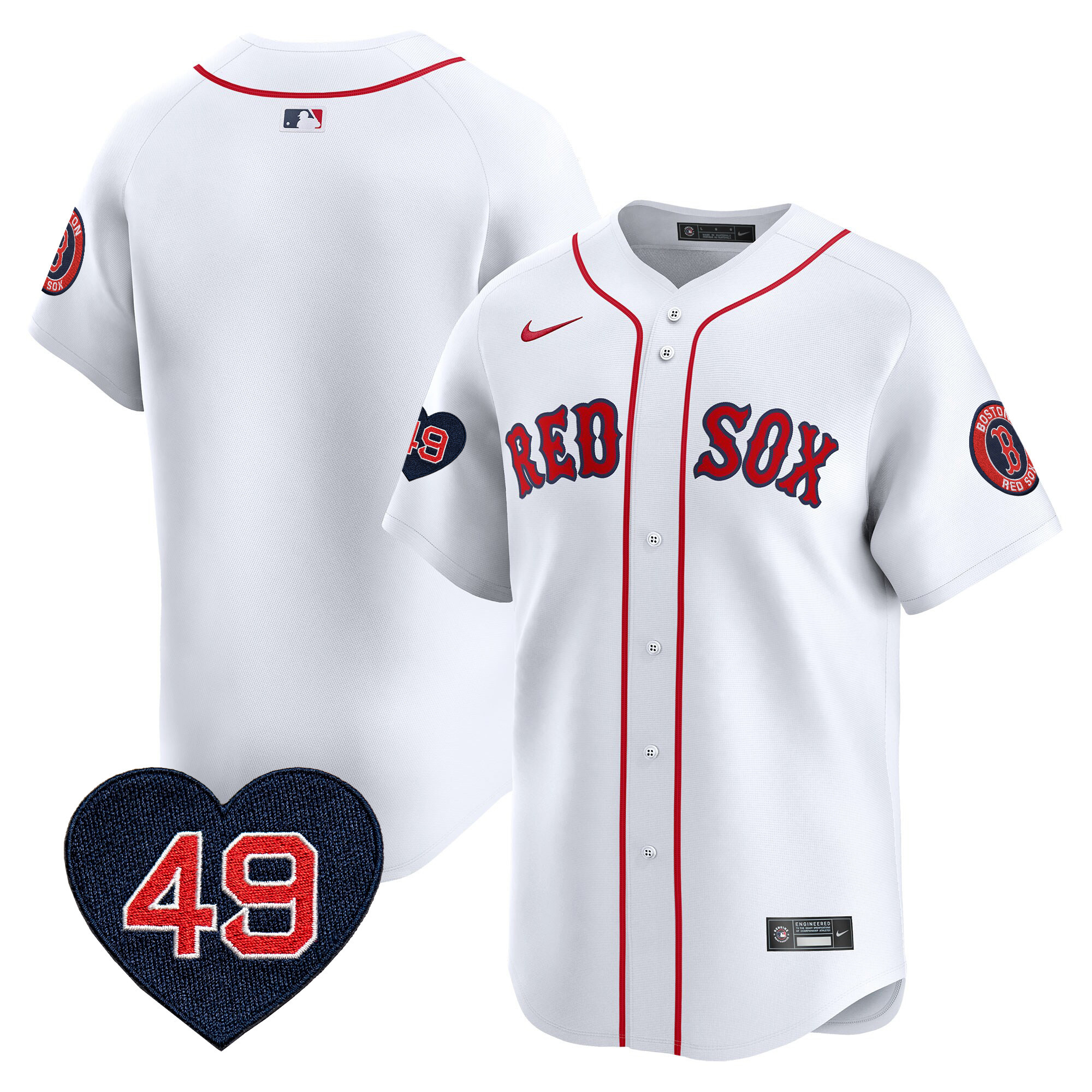 Team Men's Boston Red Sox Tim Wakefield Patch Vapor Premier Limited White Jersey - All Stitched