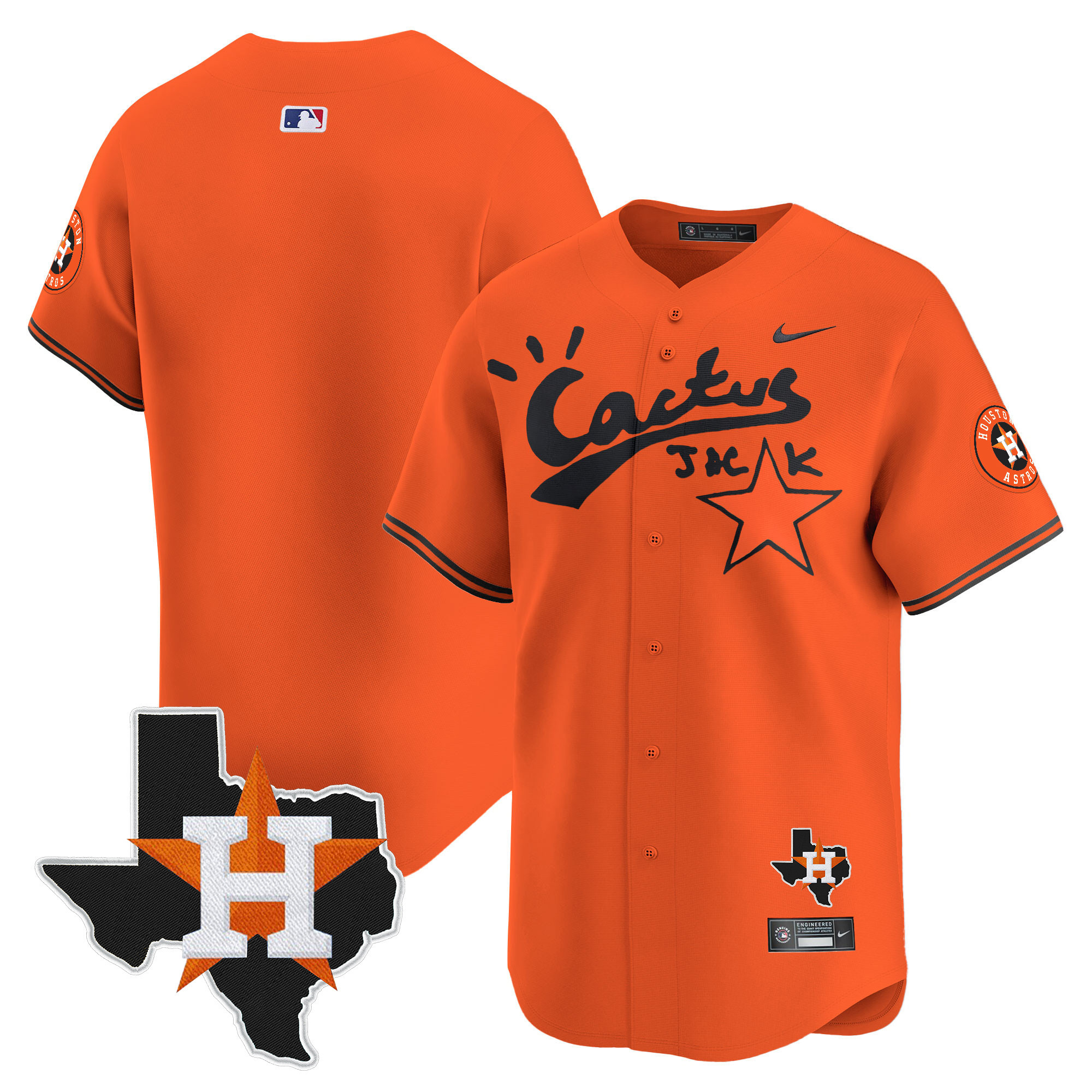 Team Men's Cactus Jack Patch Vapor Premier Limited Orange Jersey - All Stitched