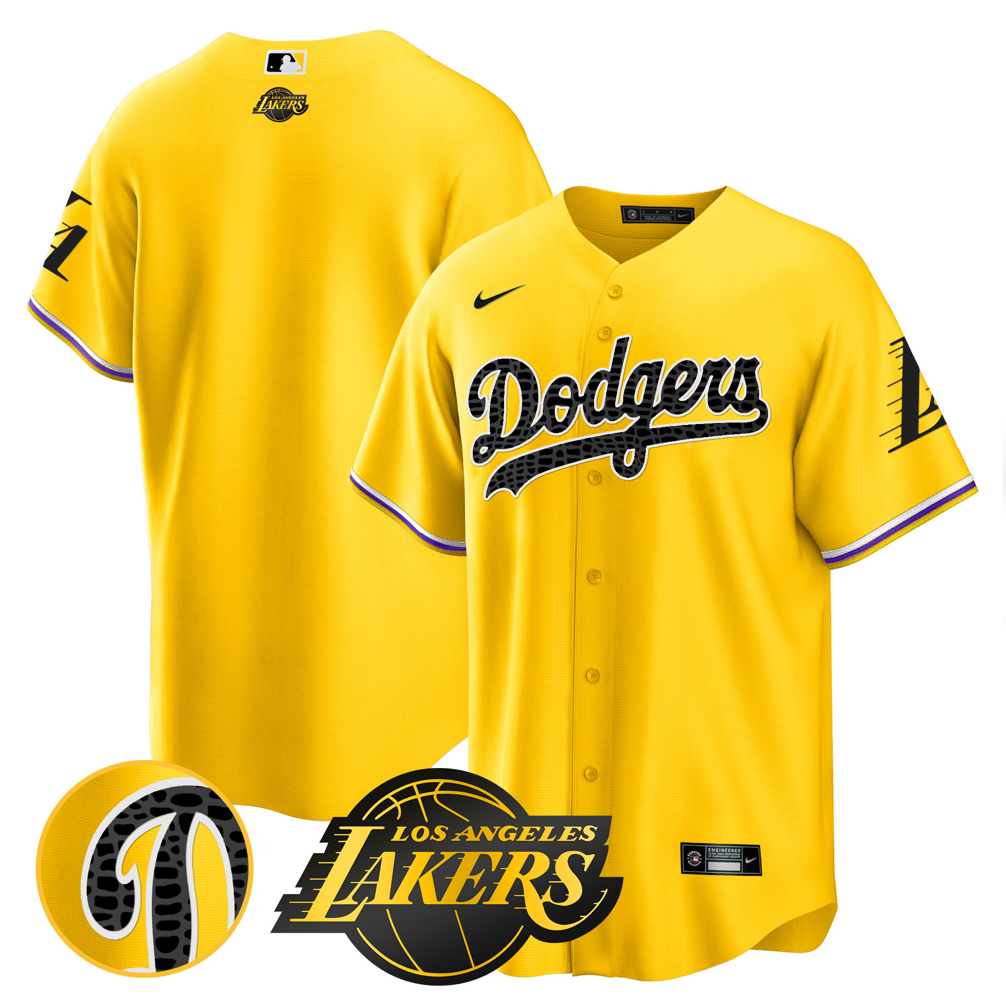 Team Men's Los Angeles Dodgers Cool Base Mamba Gold Jersey