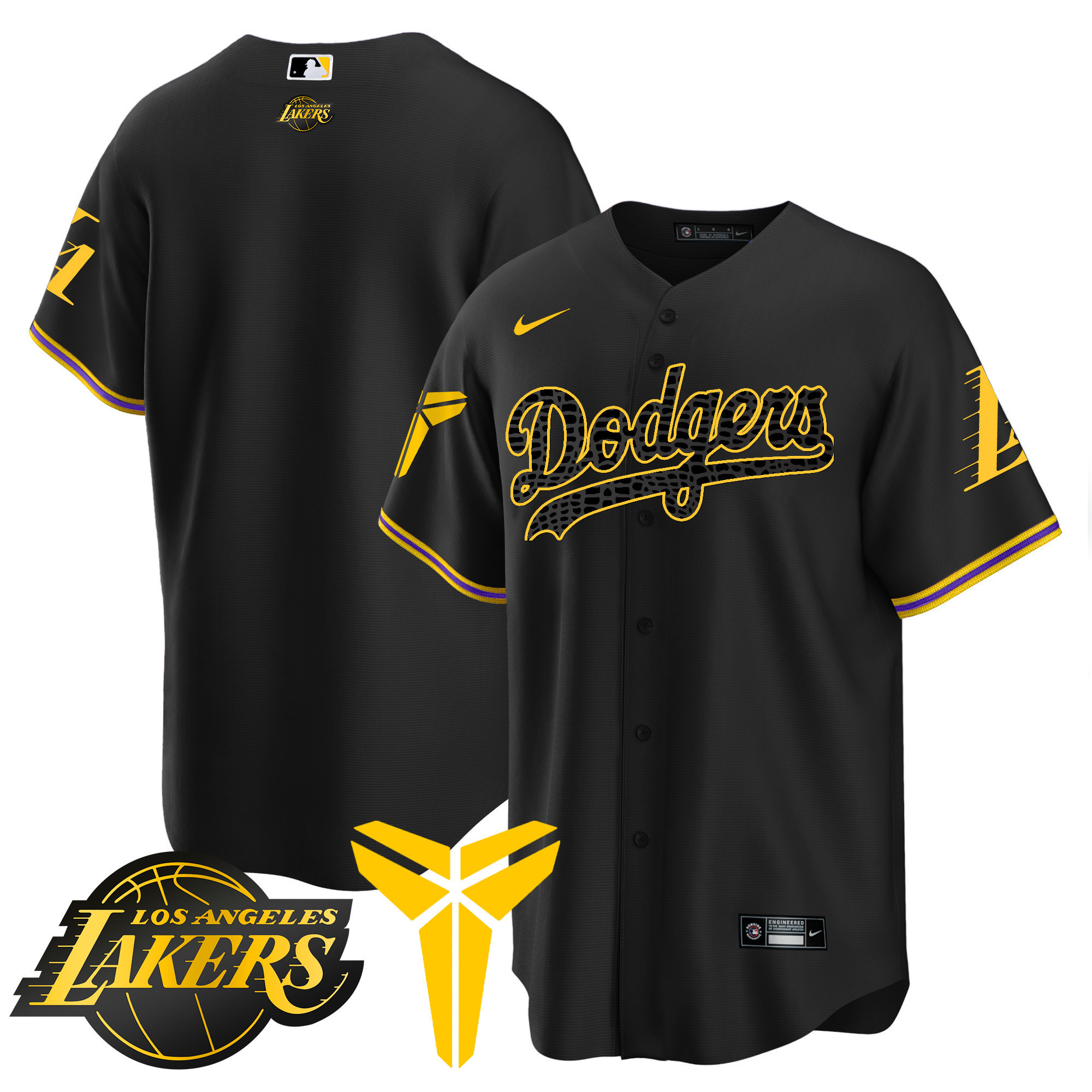 Team Men's Los Angeles Dodgers Cool Base Mamba V2 Black Jersey