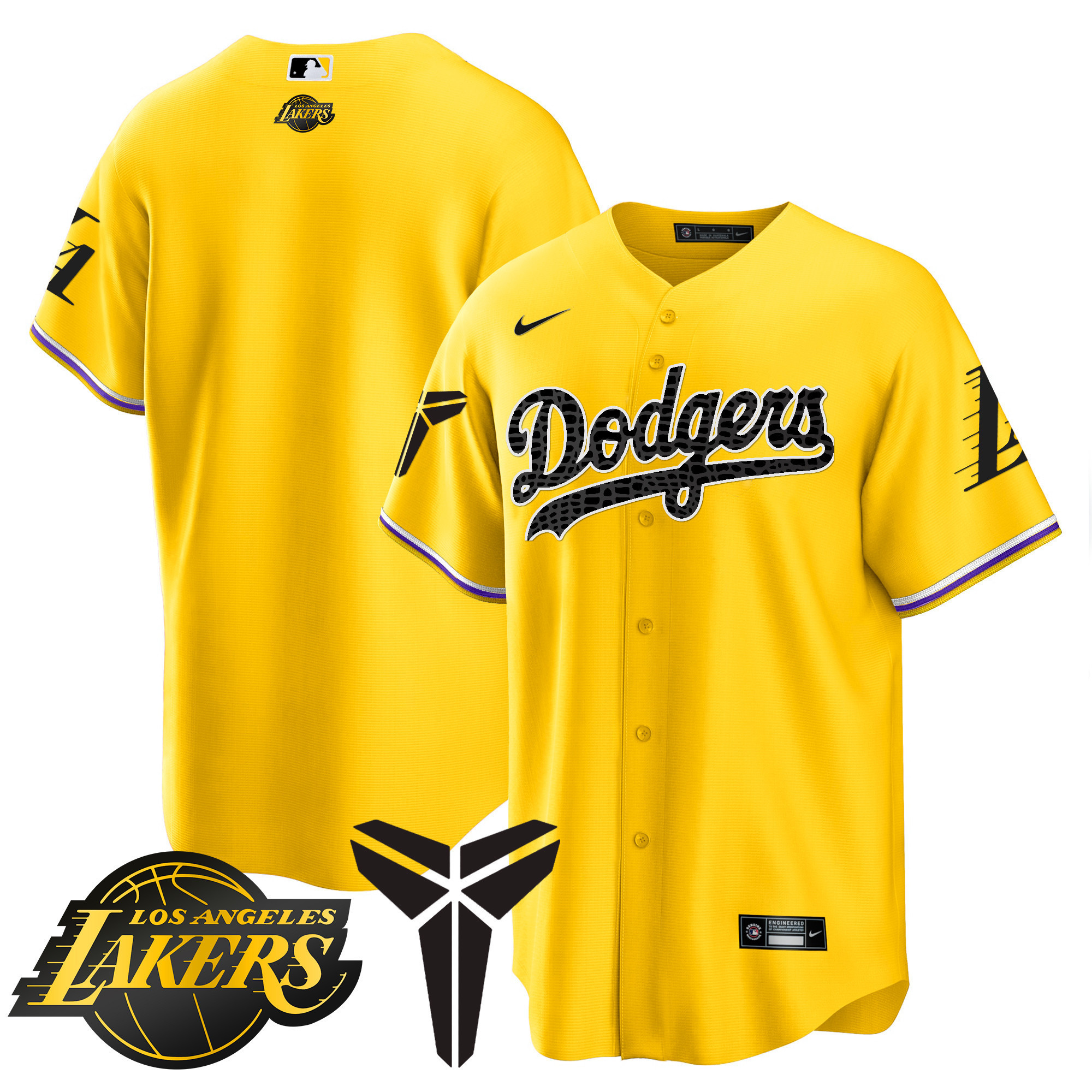 Team Men's Los Angeles Dodgers Cool Base Mamba V2 Gold Jersey