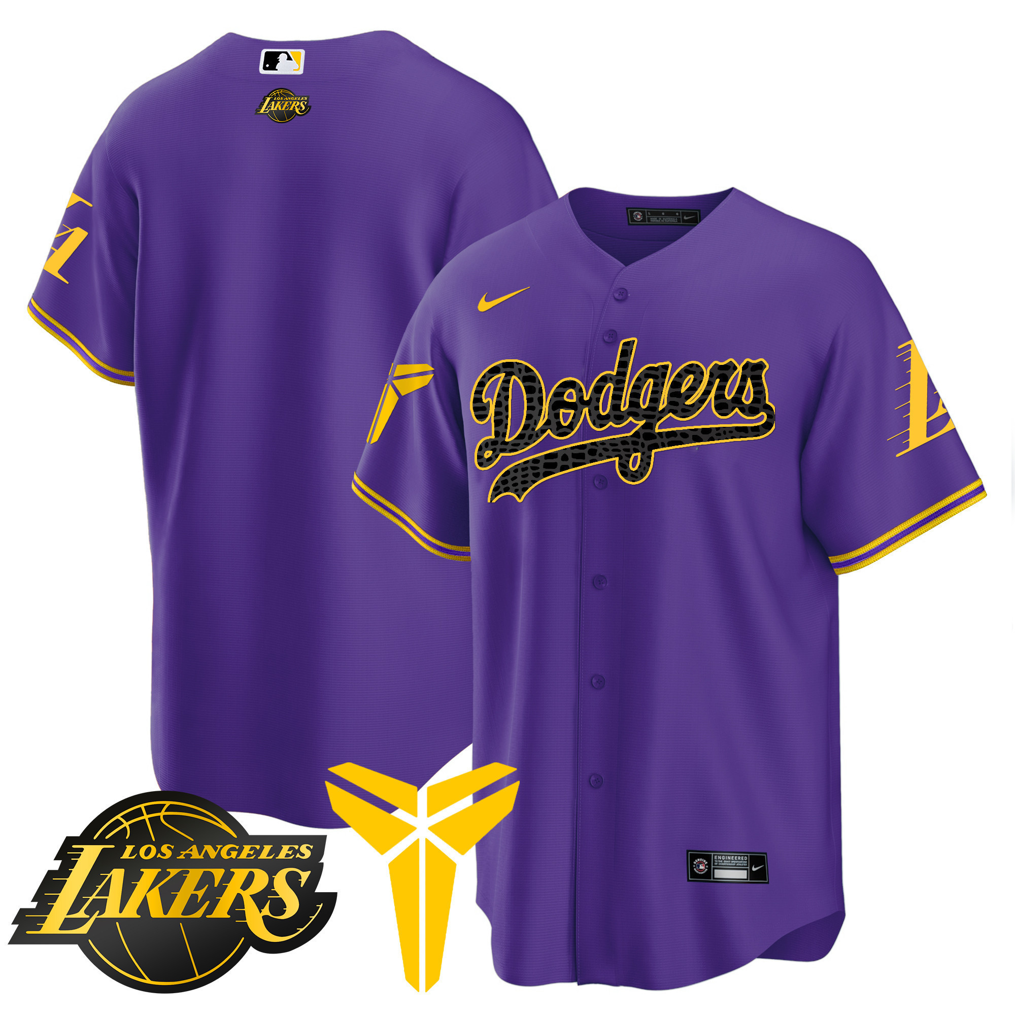 Team Men's Los Angeles Dodgers Cool Base Mamba V2 Purple Jersey