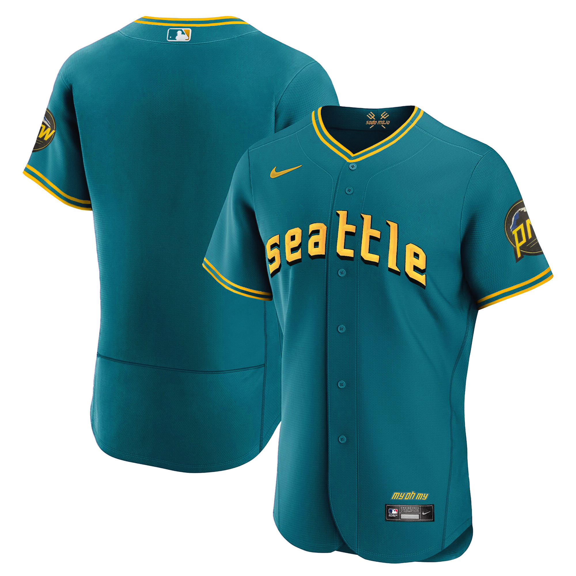 Team Men's Seattle Mariners City Connect Fan Made Collection Flex Aqua Jersey