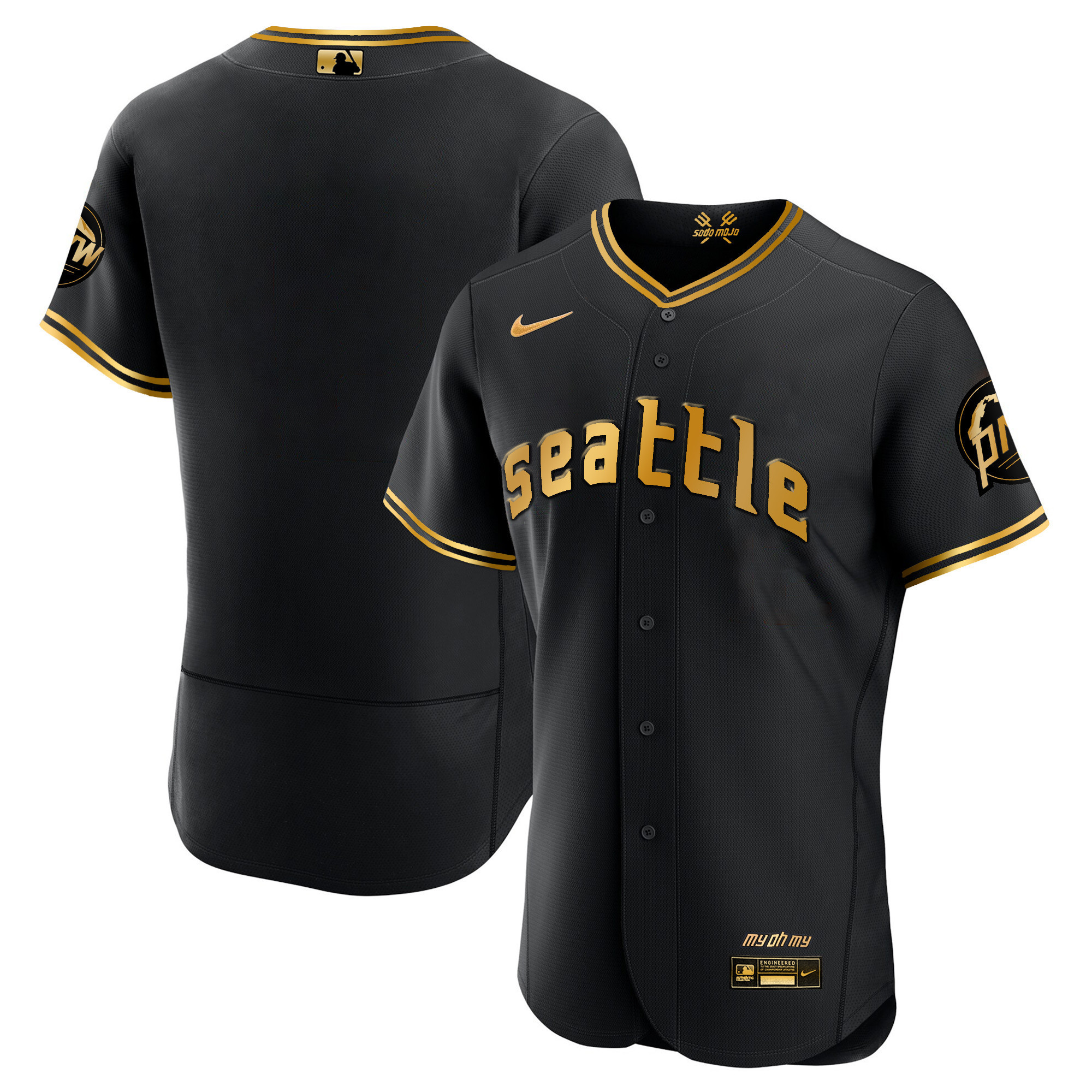 Team Men's Seattle Mariners City Connect Gold Fan Made Flex Black Gold Jersey