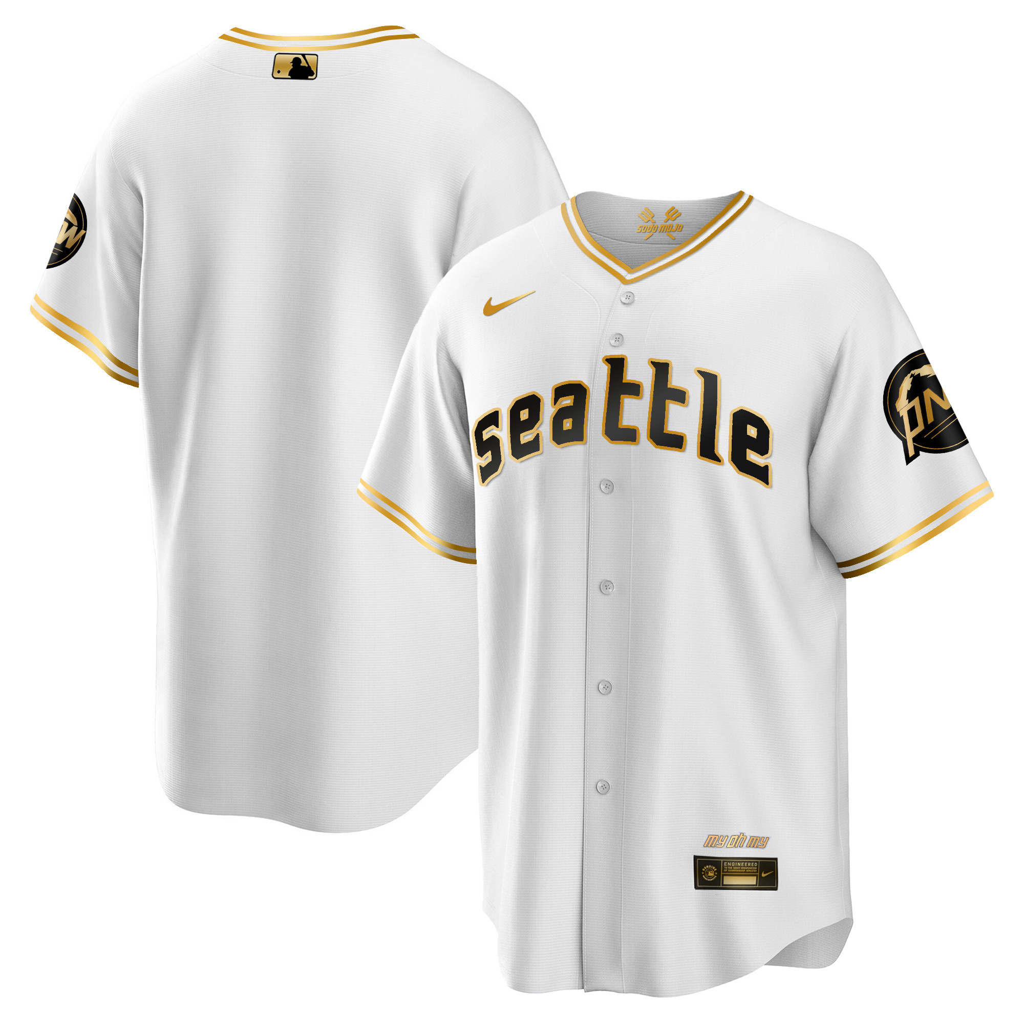 Team Men's Seattle Mariners City Connect Cool Base White Gold Jersey