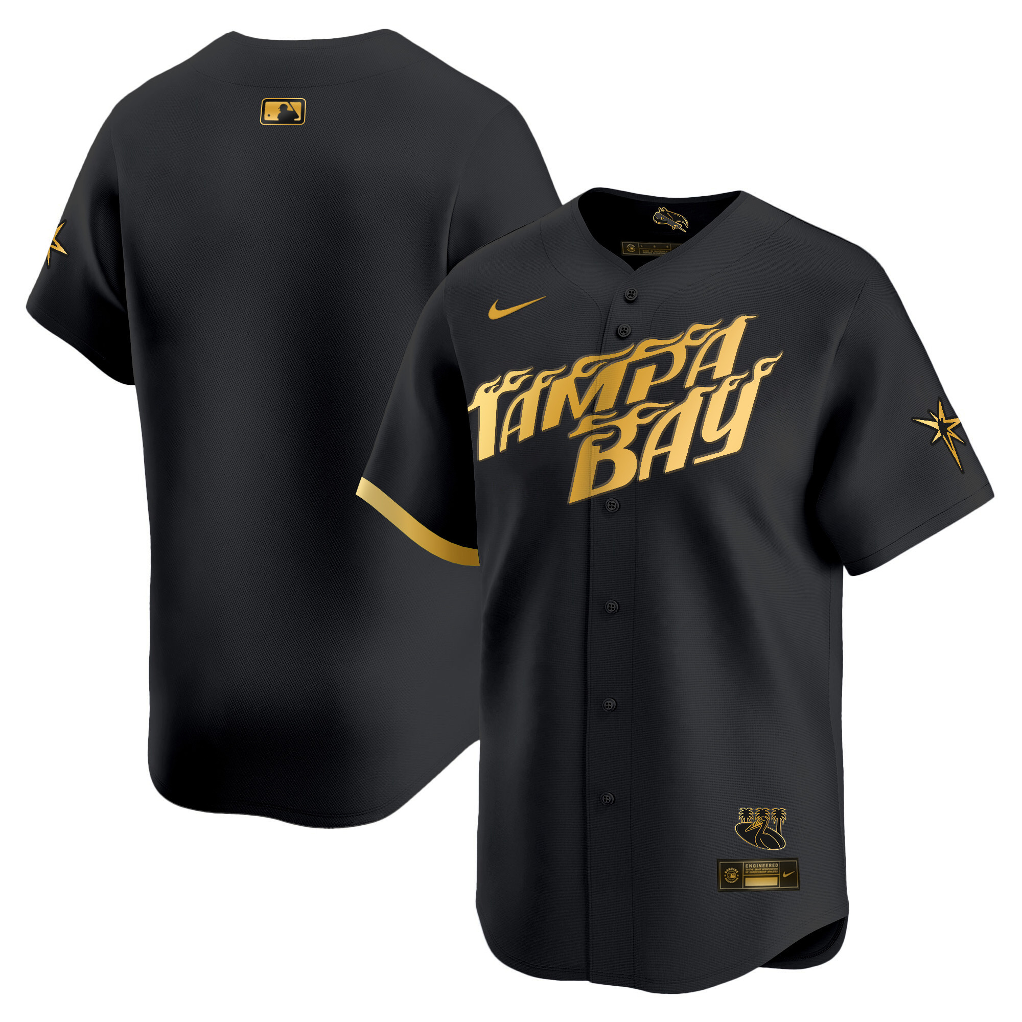 Team Men's Tampa Bay Rays City Connect Vapor Premier Limited - Charcoal Black Gold Jersey