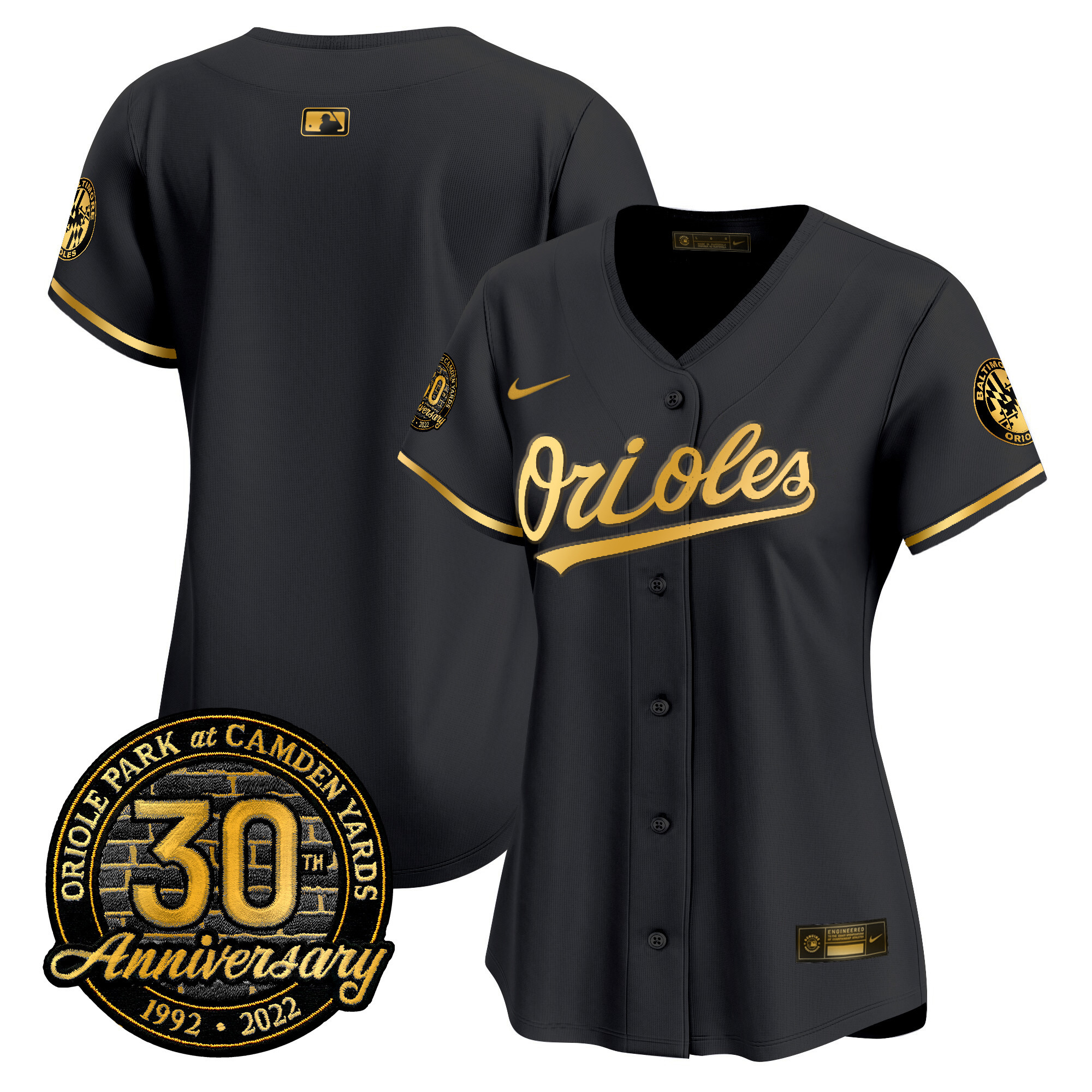Team Women’s Baltimore Orioles Camden Yards 30th Anniversary Patch Vapor Premier Limited Black Limited Jersey - All Stitched