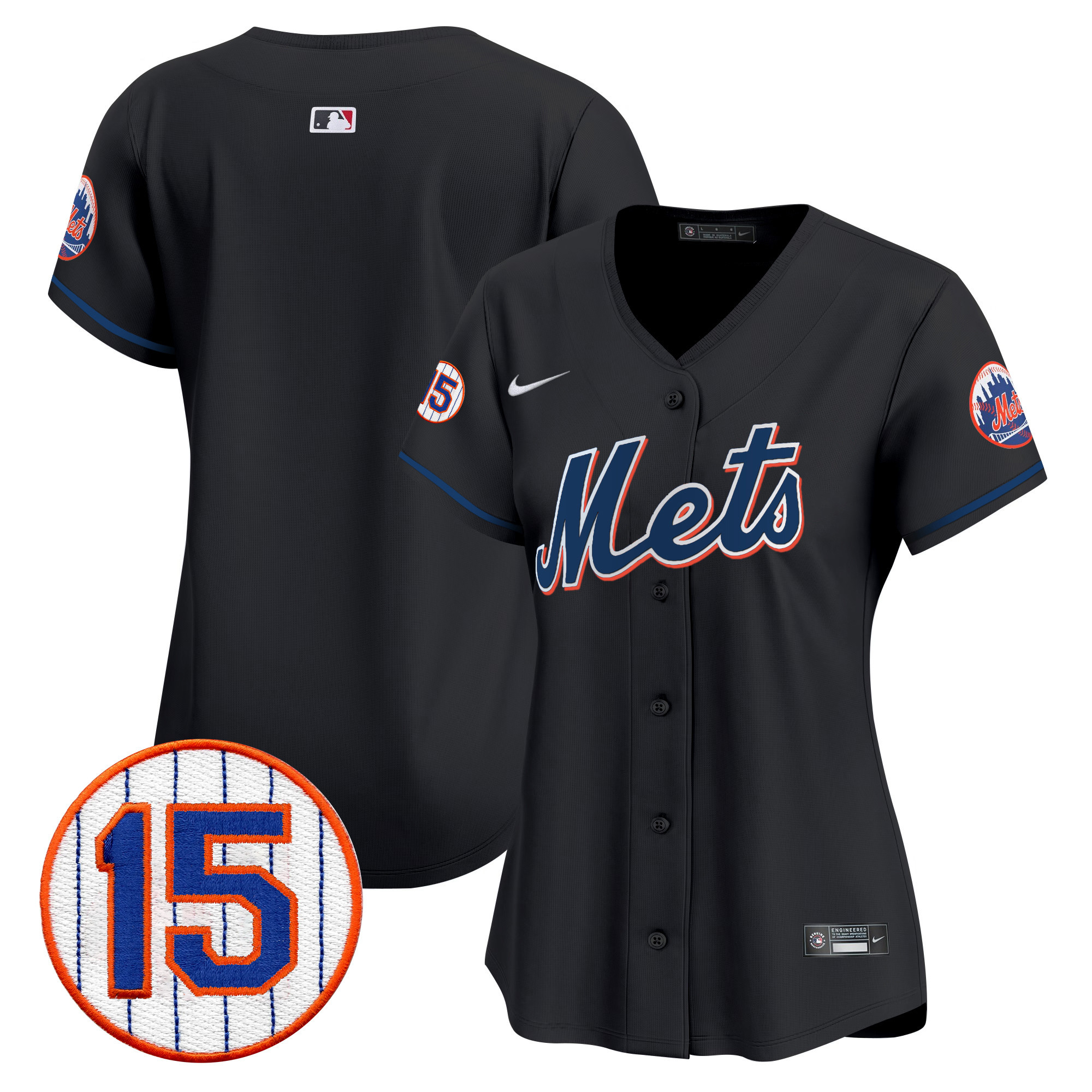 Team Women's New York Mets Jerry Grote Patch Vapor Premier Limited Black Jersey