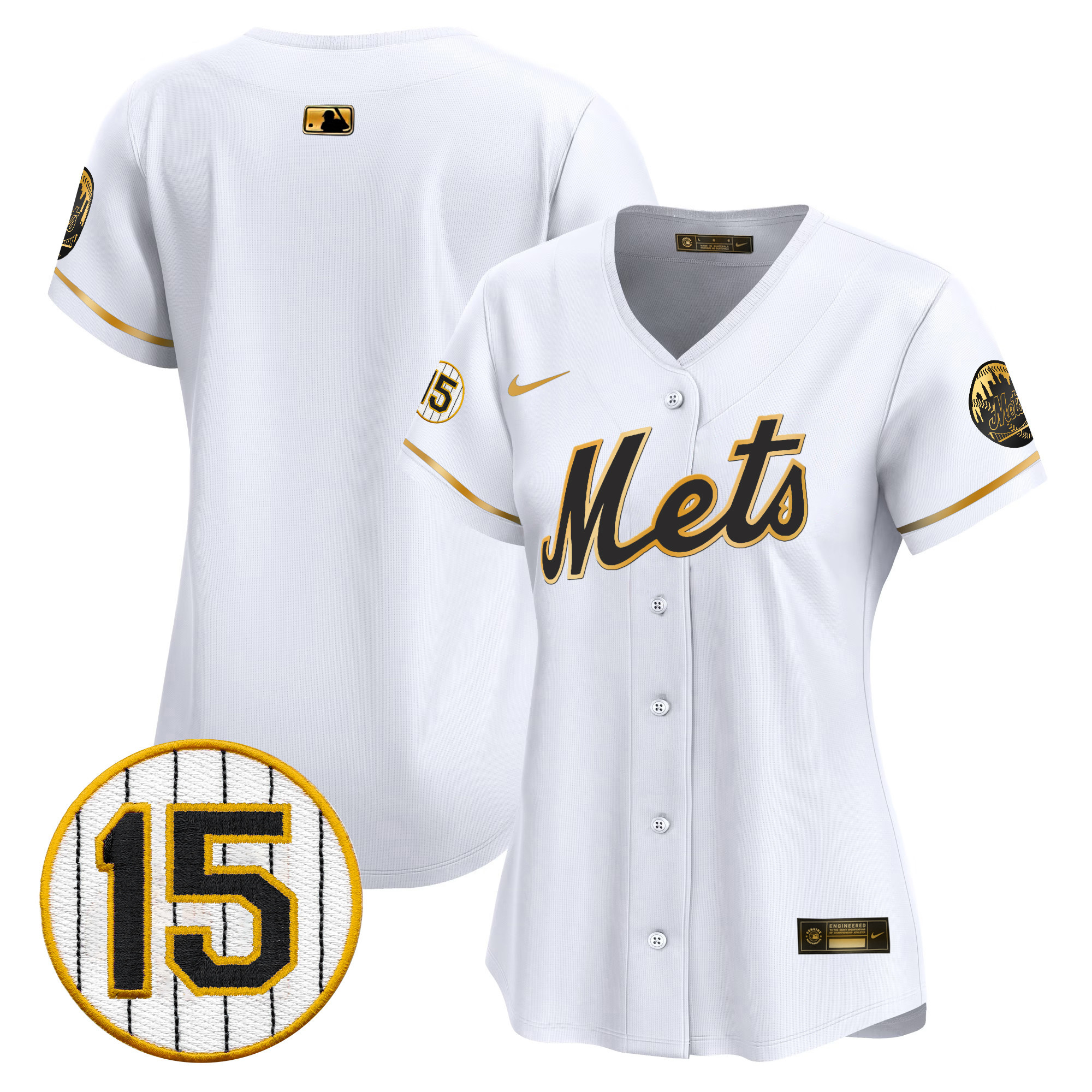 Team Women's New York Mets Jerry Grote Patch Vapor Premier Limited White Gold Jersey