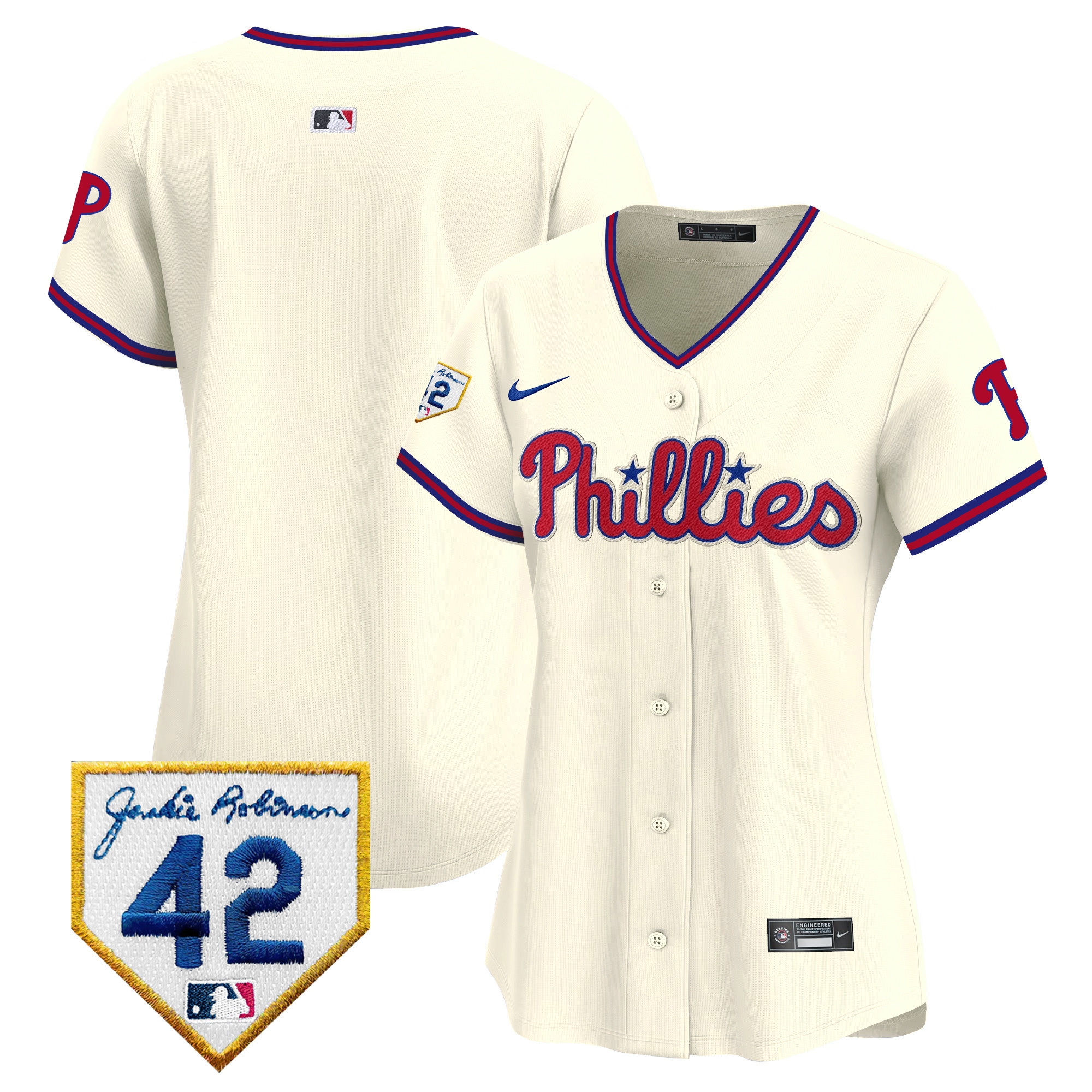 Team Women's Philadelphia Phillies Jackie Robinson Patch Vapor Premier Limited Cream Jersey
