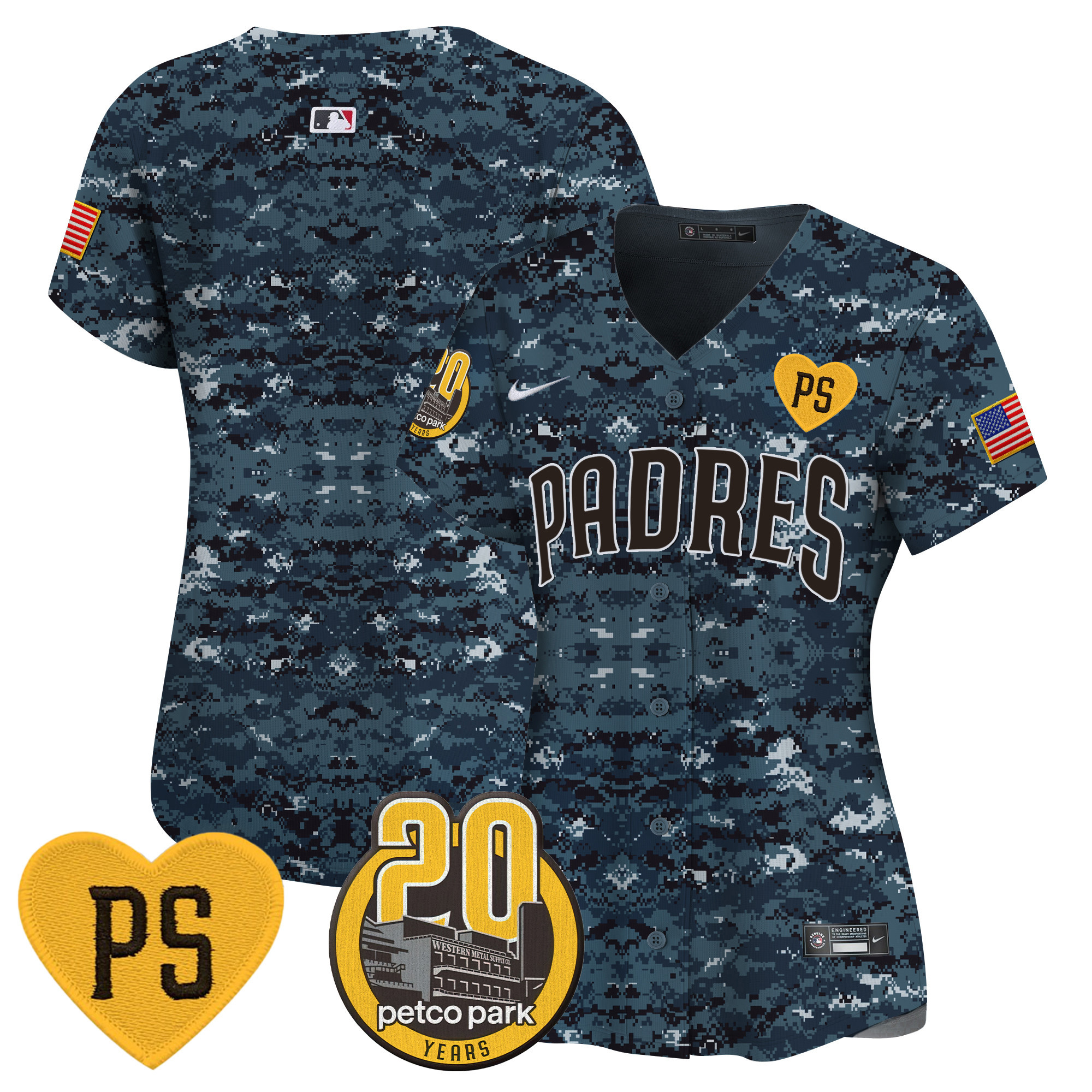 Team Women's San Diego Padres "For Peter" & Petco Park 20th Patch USMC Vapor Premier Limited Navy Jersey