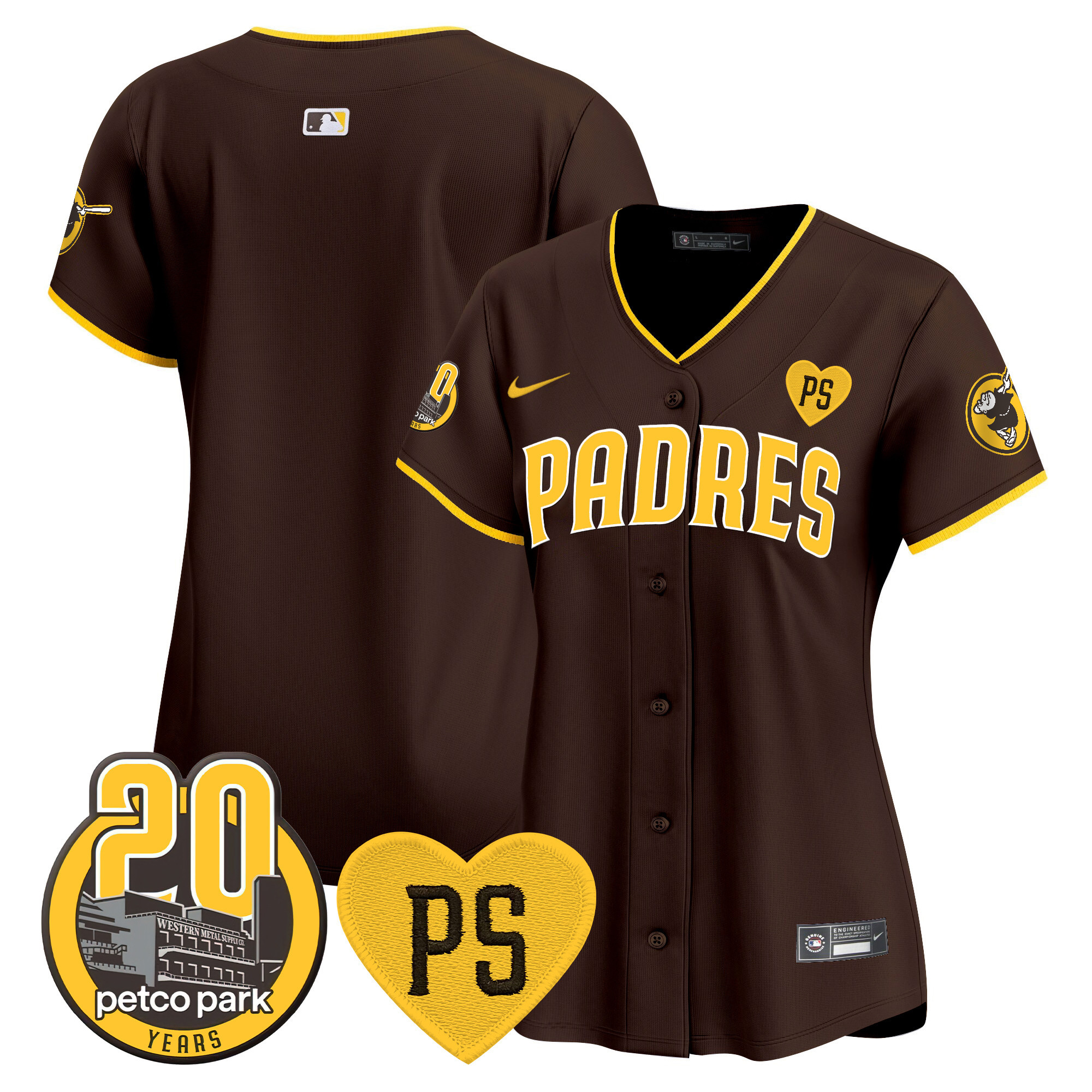 Team Women's San Diego Padres "For Peter" & Petco Park 20th Patch Vapor Premier Limited Brown Jersey