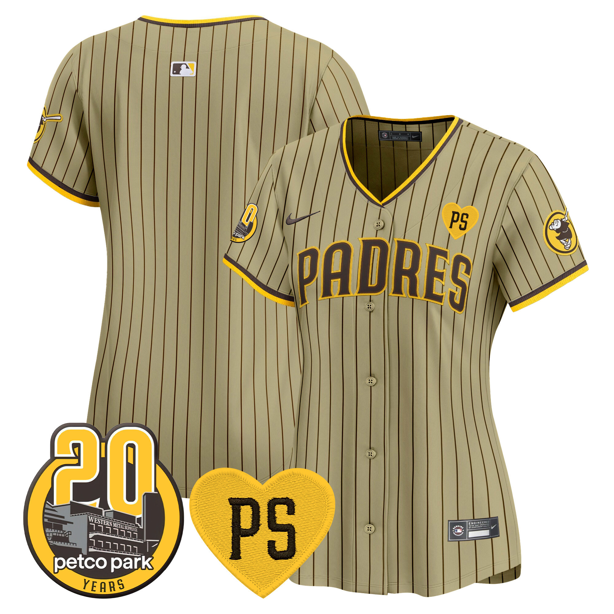 Team Women's San Diego Padres "For Peter" & Petco Park 20th Patch Vapor Premier Limited Tan Jersey