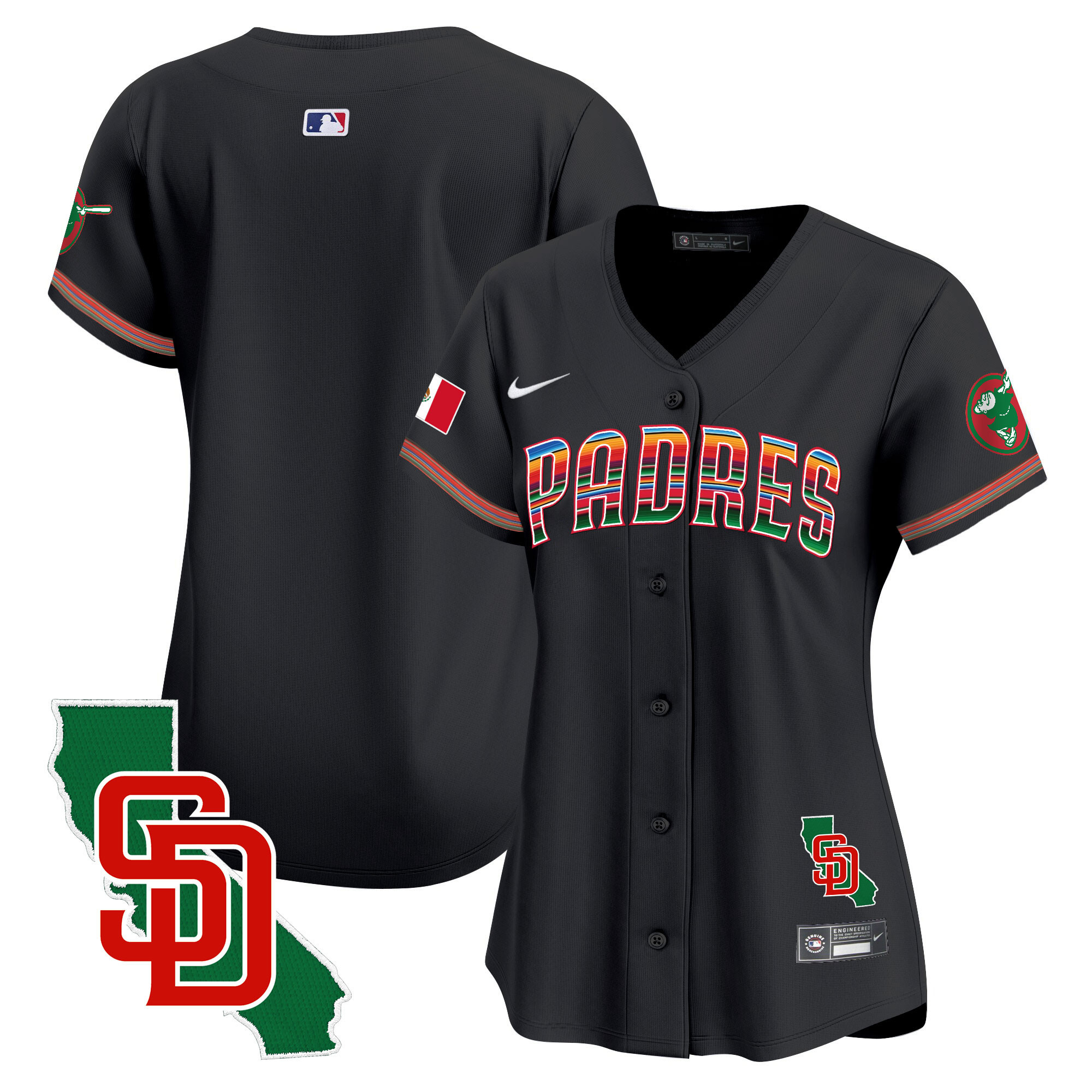 Team Women's San Diego Padres Mexico California Patch Vapor Premier Limited Black Jersey
